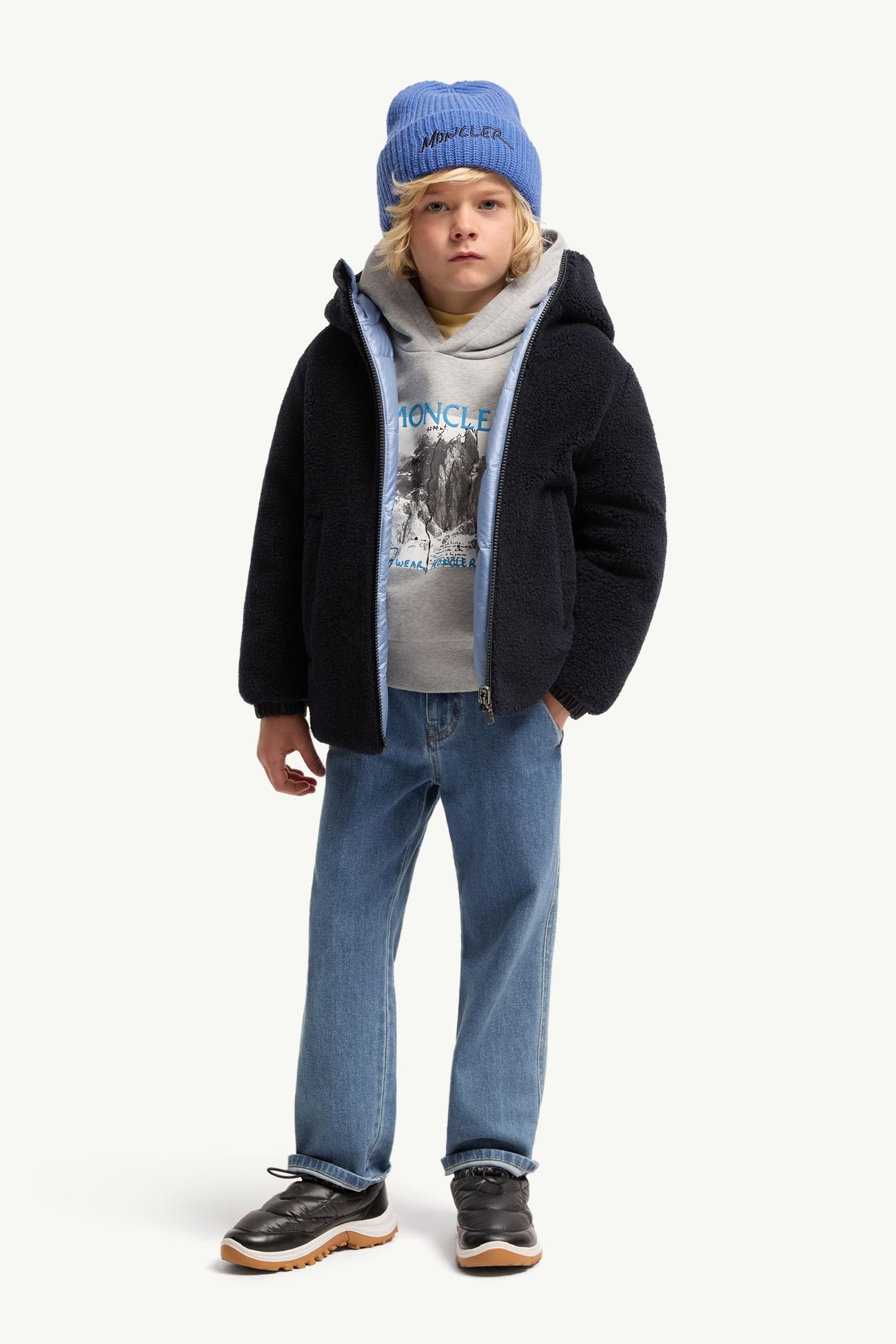 Parka en duvet réversible à capuche Varando Garçon Bleu marine Moncler 1