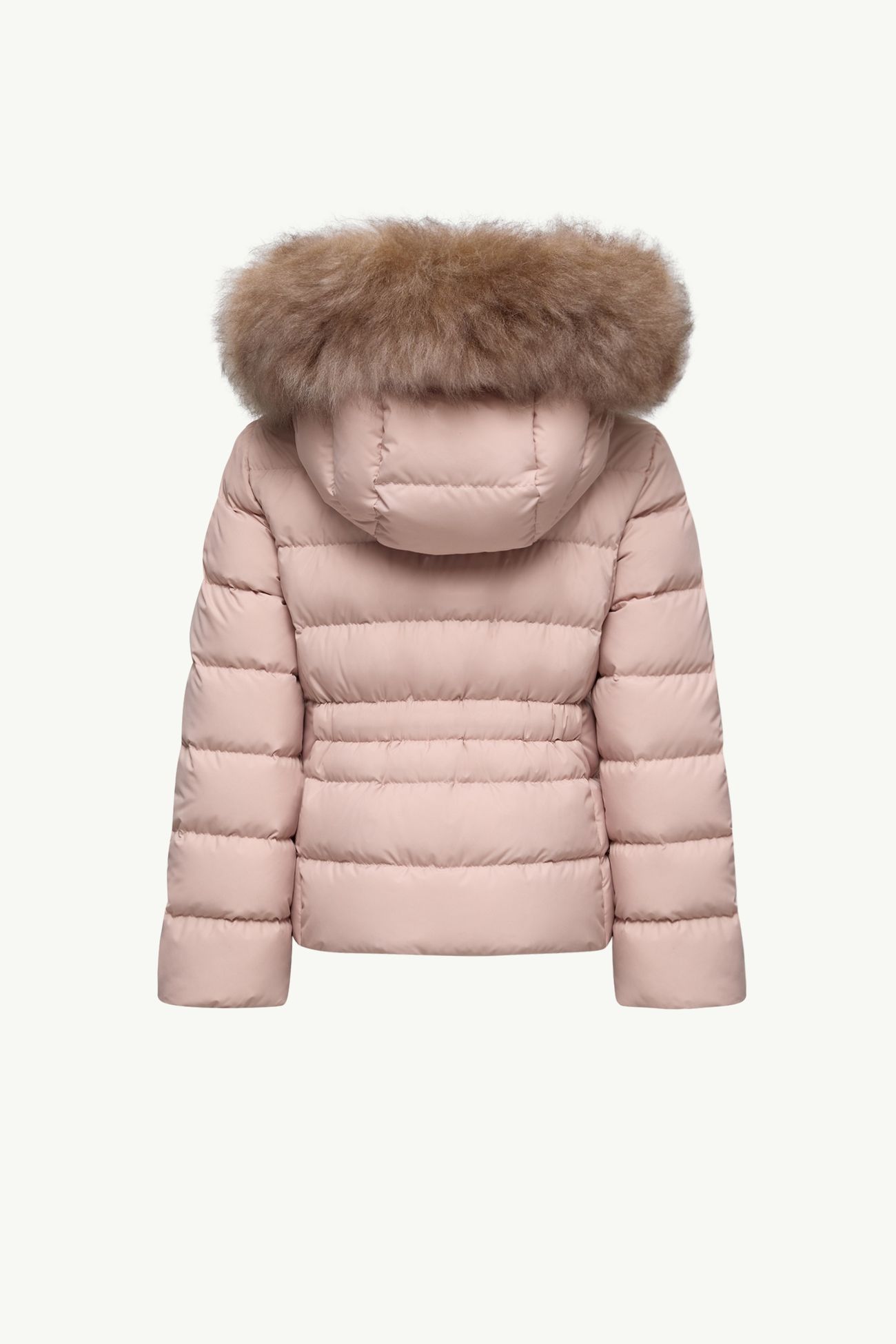 Doudoune à capuche bordée de shearling Boedette Fille Rose Clair Moncler 2