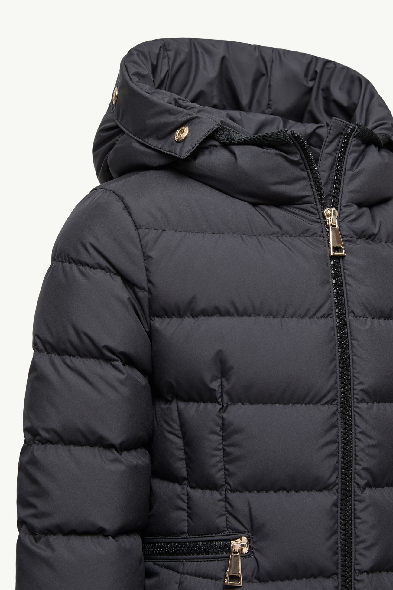 Piumino Boedette con cappuccio e orlo in shearling Bambina Nero Moncler 3