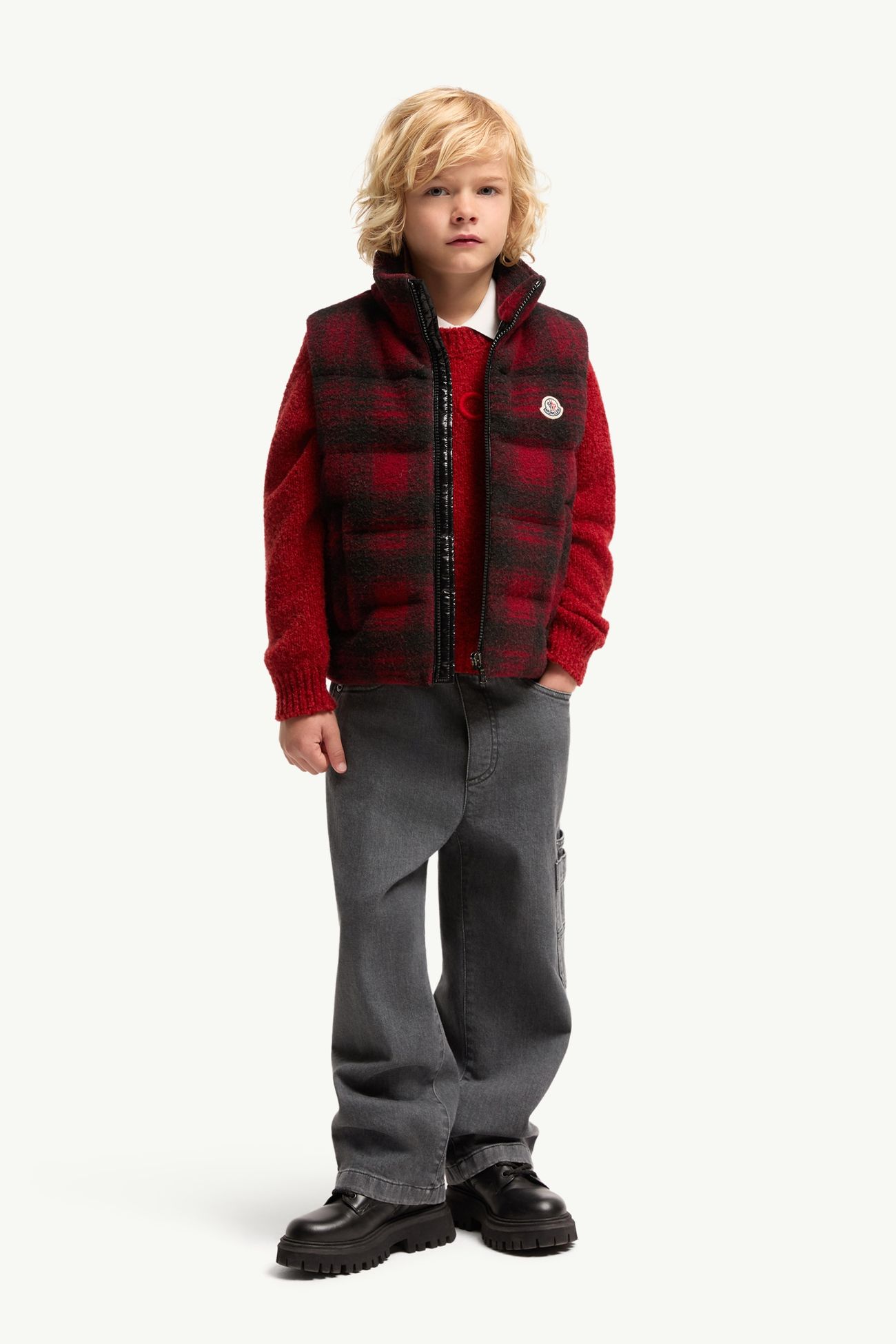 Laotari Down Vest Boy Black & Red Moncler 1