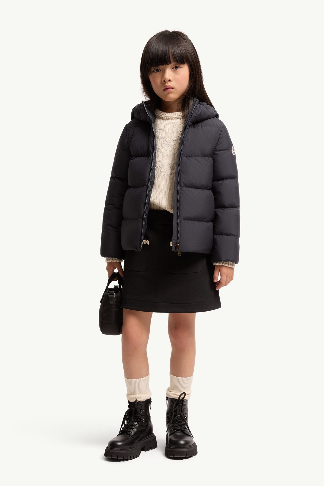 Beulah Hooded Down Jacket Girl Dark Blue Moncler 1