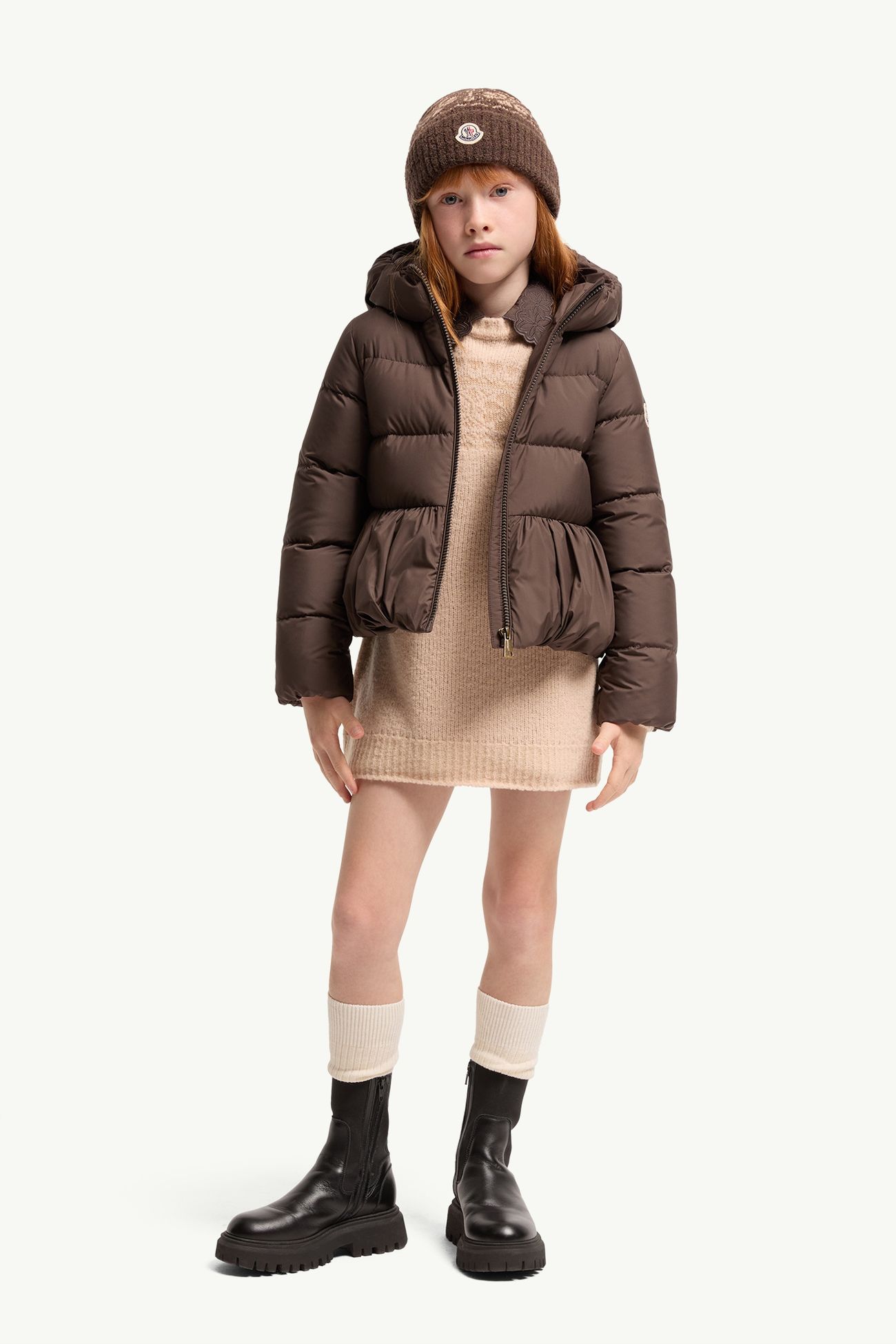 Elizaveta 후드 다운 재킷 키즈 여아 브라운 Moncler 1