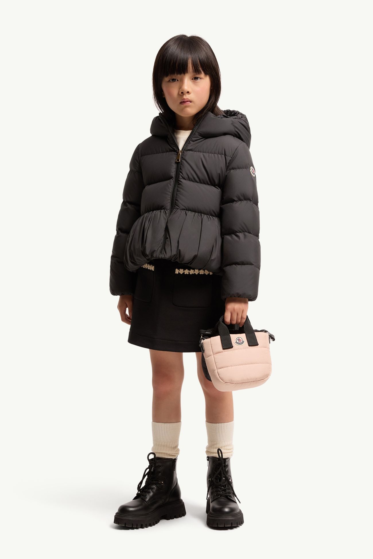 Elizaveta Hooded Down Jacket Girl Black Moncler 1