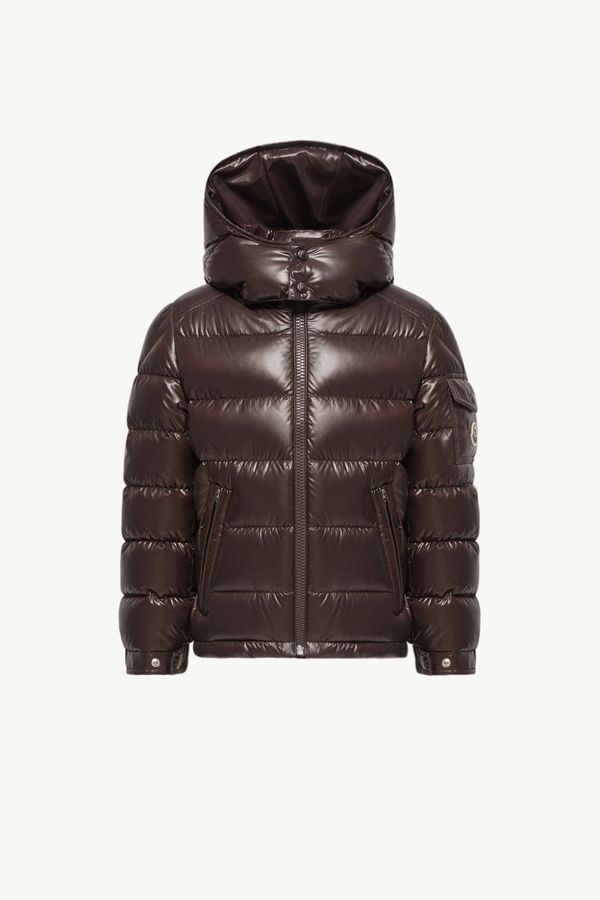 New Moncler Maya 후드 다운 재킷 키즈 남아 브라운 Moncler 0