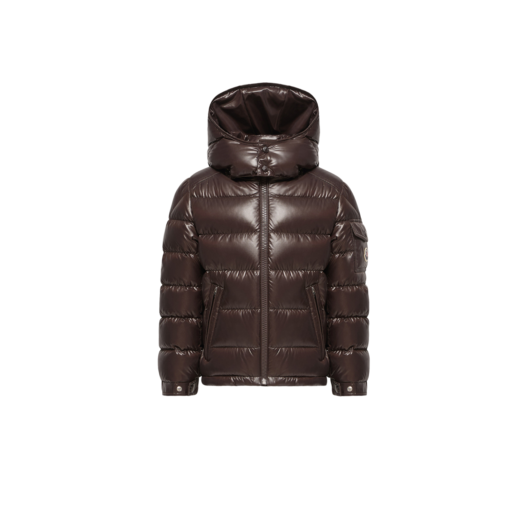 Moncler  New Maya Hooded Down Jacket for Boys in Brown, Size: 4Y