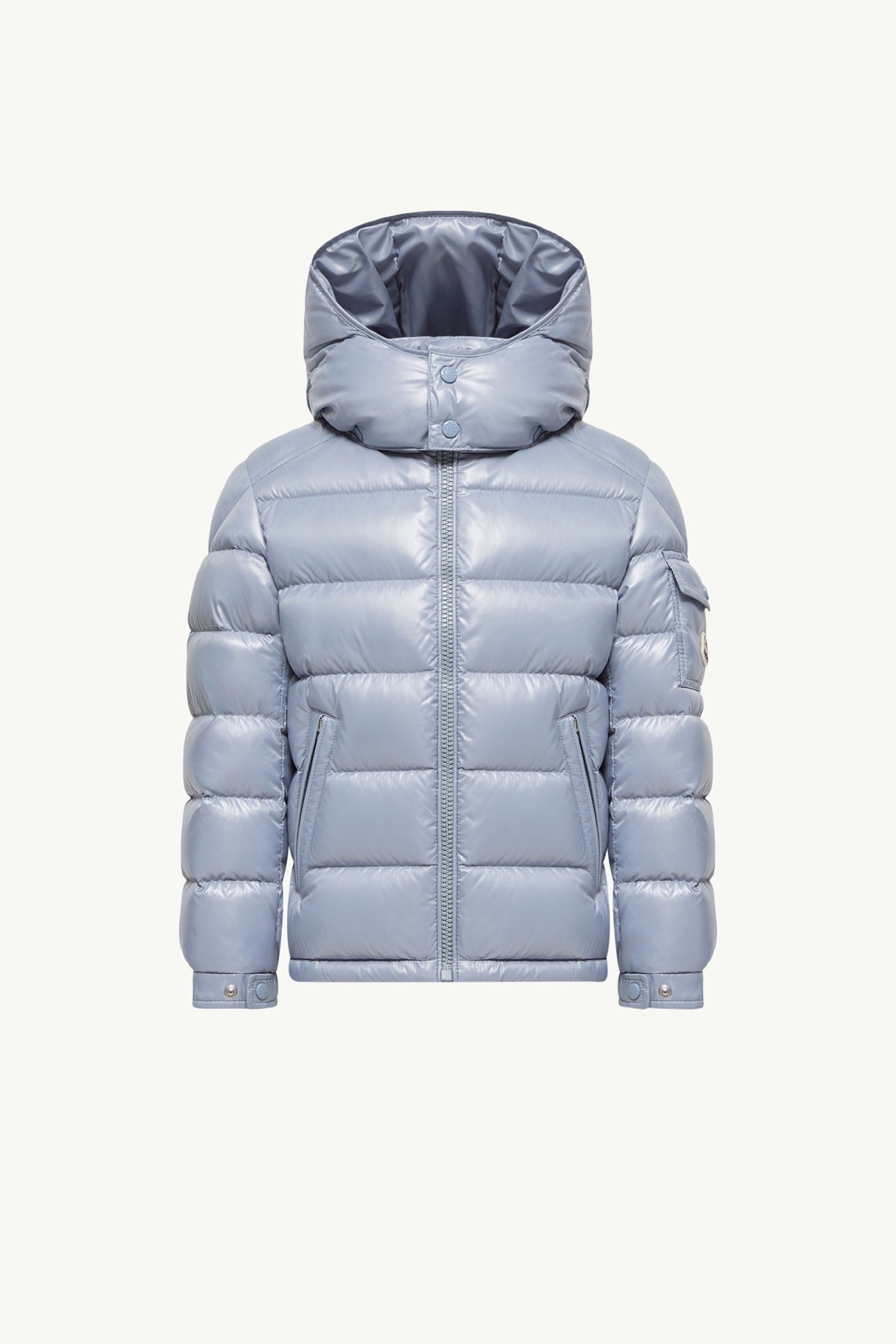 New Moncler Maya Hooded Down Jacket Boy Light Blue Moncler 0