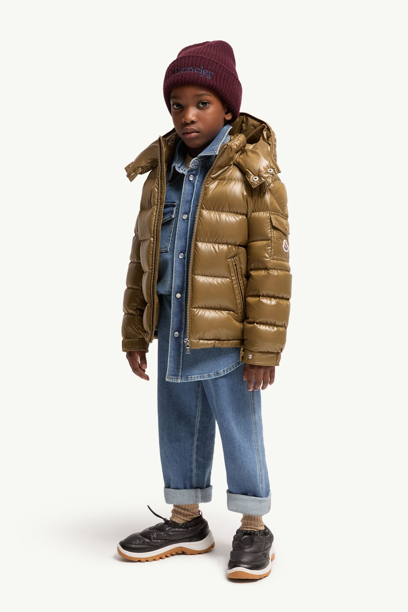New Moncler Maya 후드 다운 재킷 키즈 남아 올리브 그린 Moncler 1