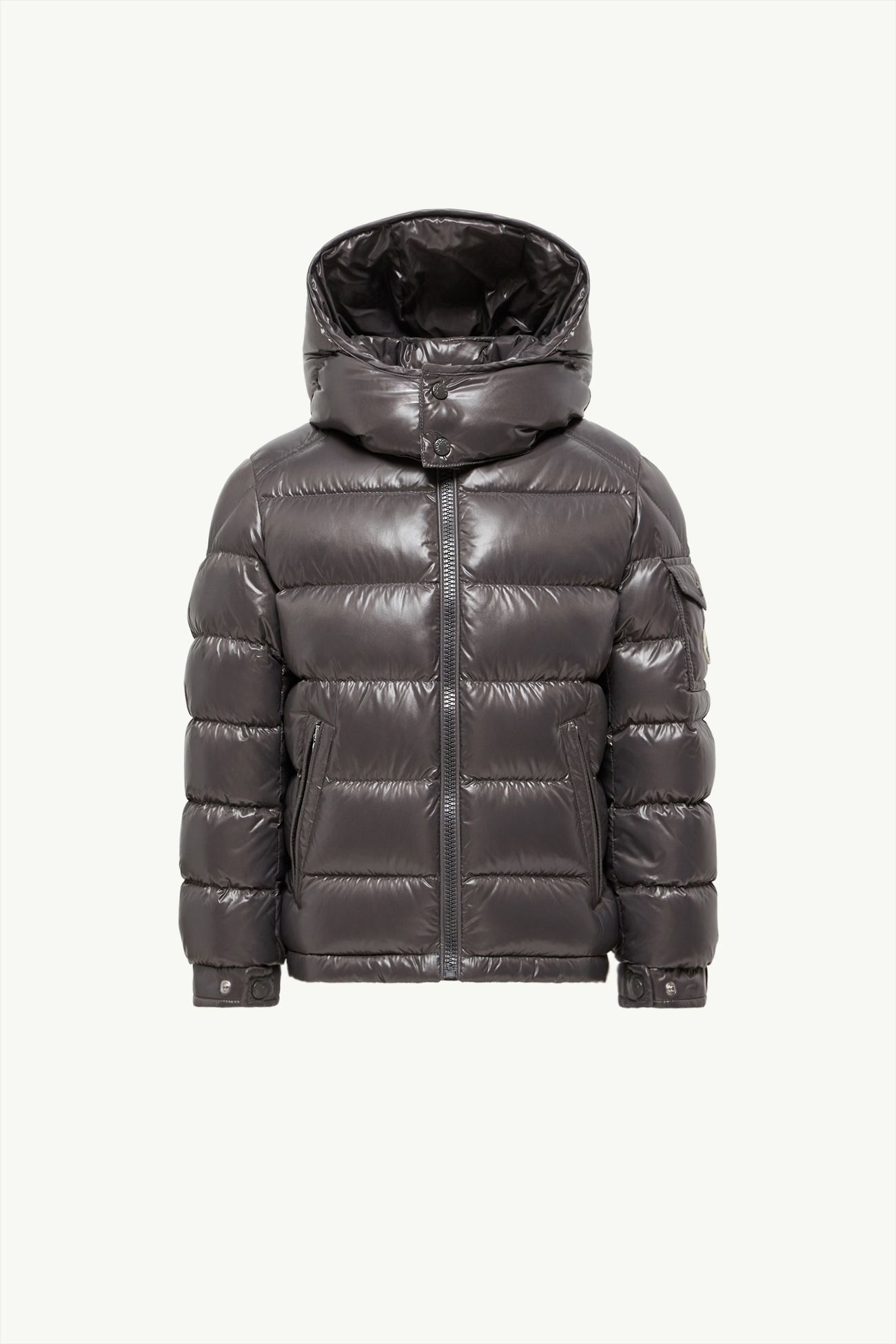 New Moncler Maya 후드 다운 재킷 키즈 남아 다크 그레이 Moncler 0