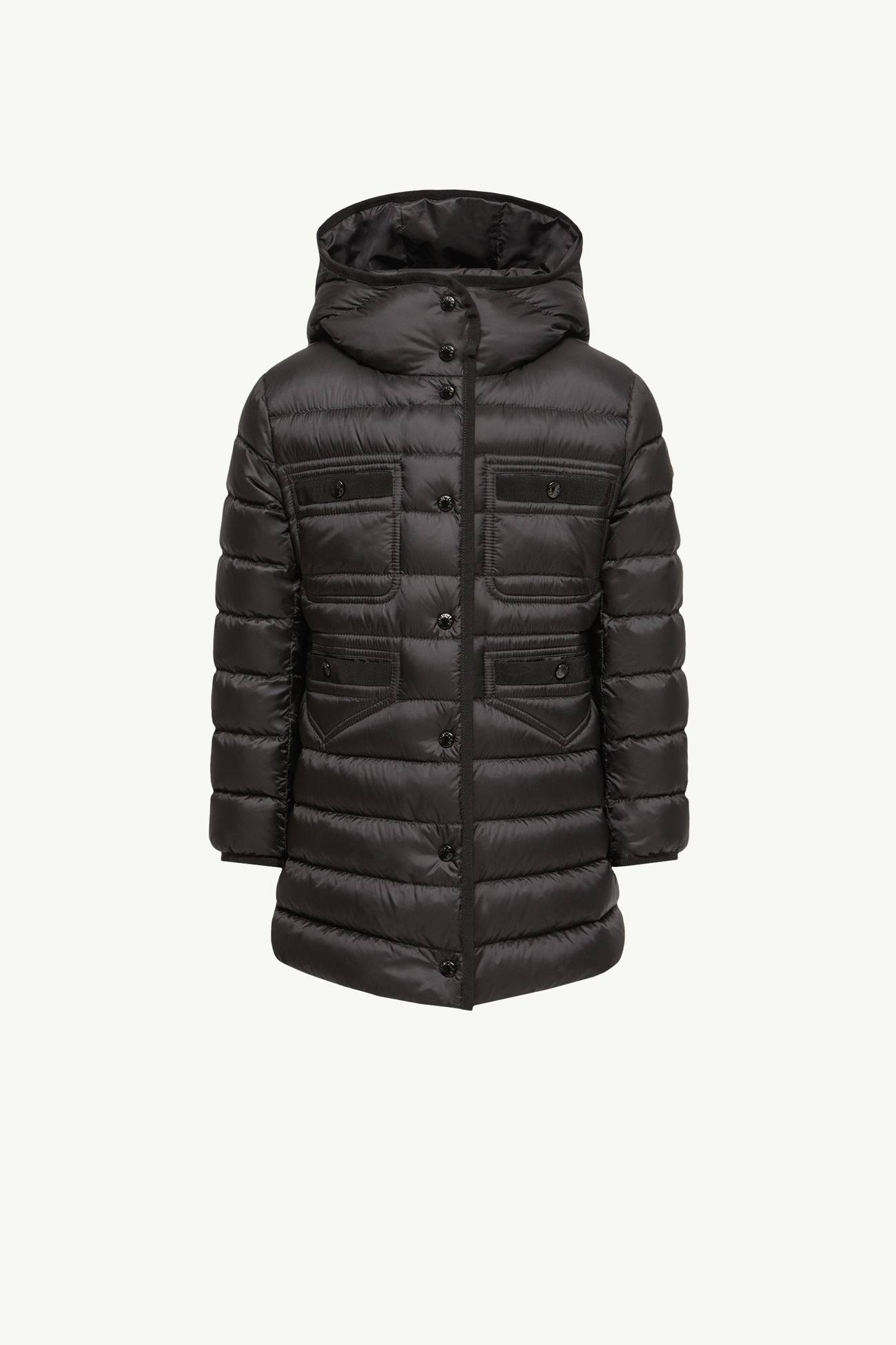 New Hirma連帽長身羽絨大衣 女童 黑色 Moncler 0
