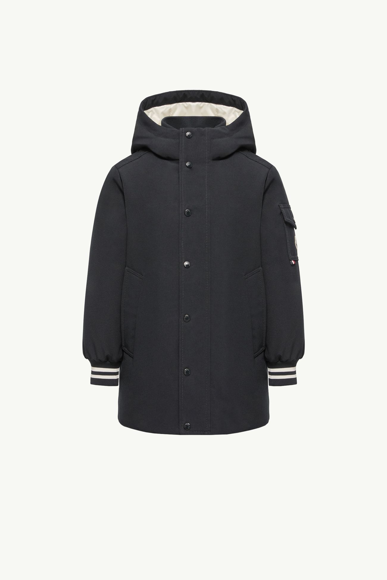 Ever Hooded Long Down Parka Boy Navy Blue Moncler 0