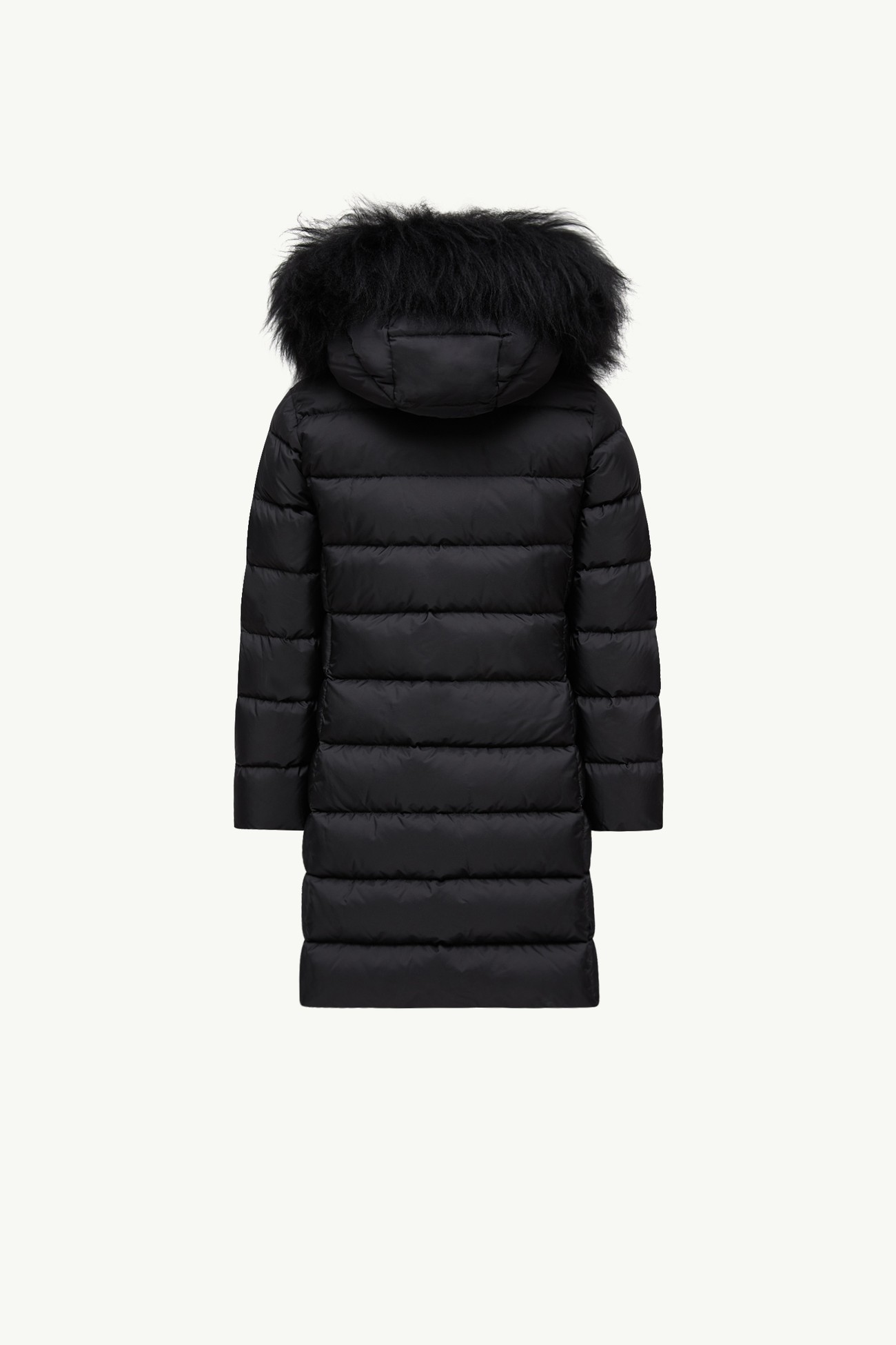 Abelle Hooded Shearling-Trimmed Down Jacket Girl Black Moncler 2
