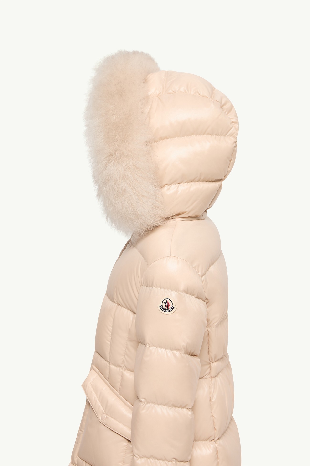 Aruna Shearling-Trimmed Hooded Down Jacket Girl Light Beige Moncler 2