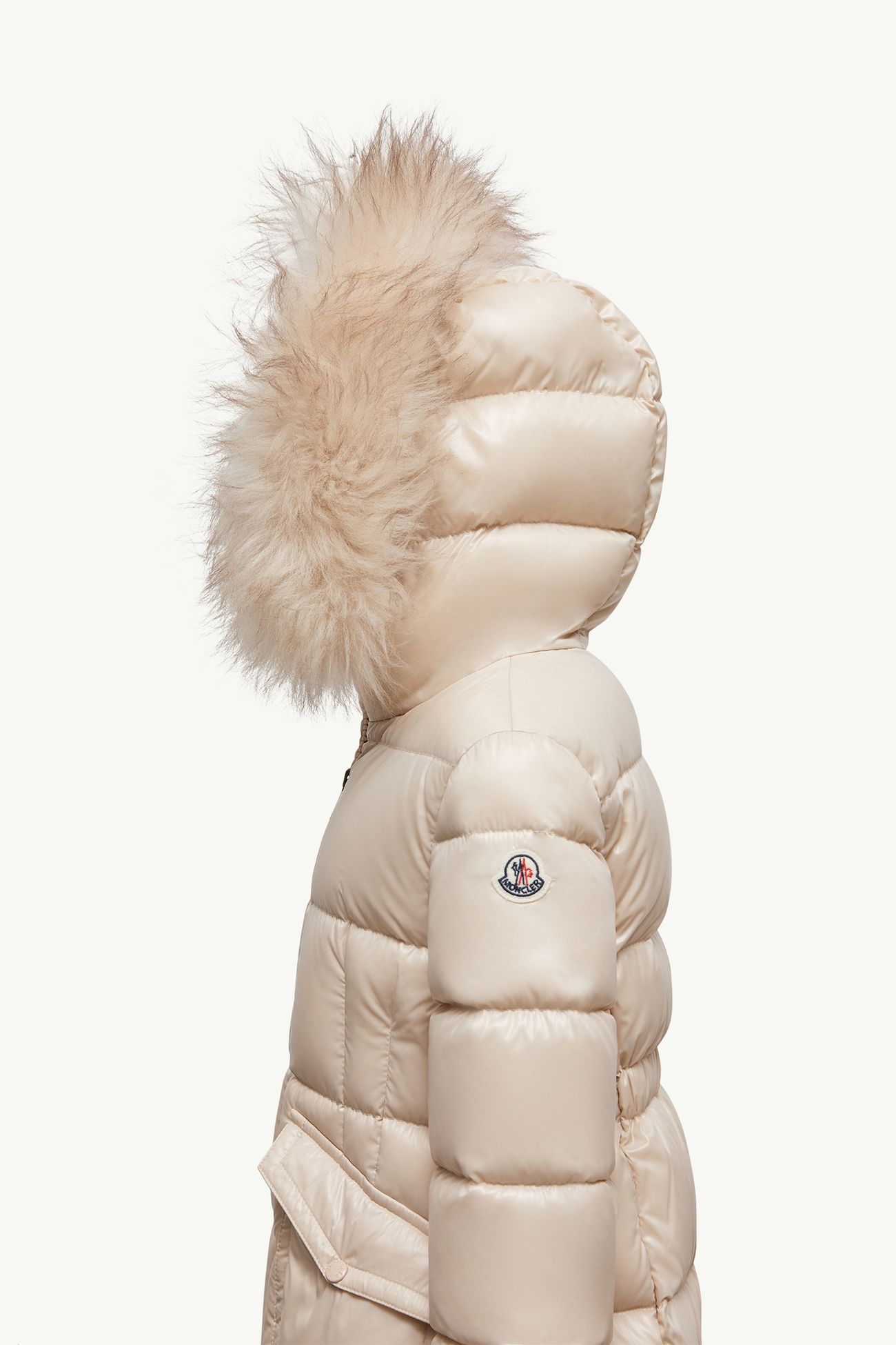 Aruna女童羊毛饰边连帽羽绒夹克外套 女童 浅米色 Moncler 2