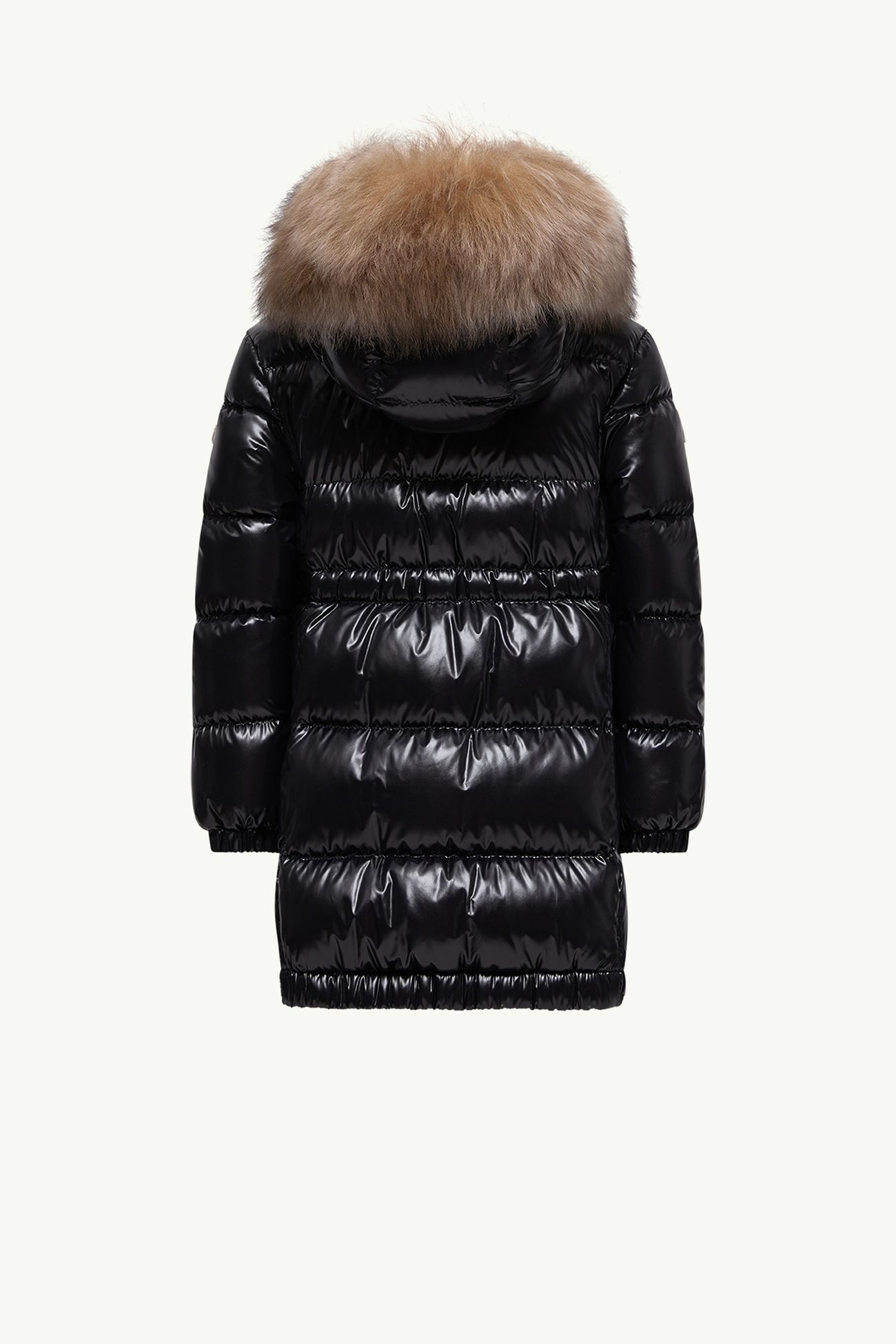 Aruna羔羊毛飾邊連帽羽絨外套 女童 黑色和米色 Moncler 2