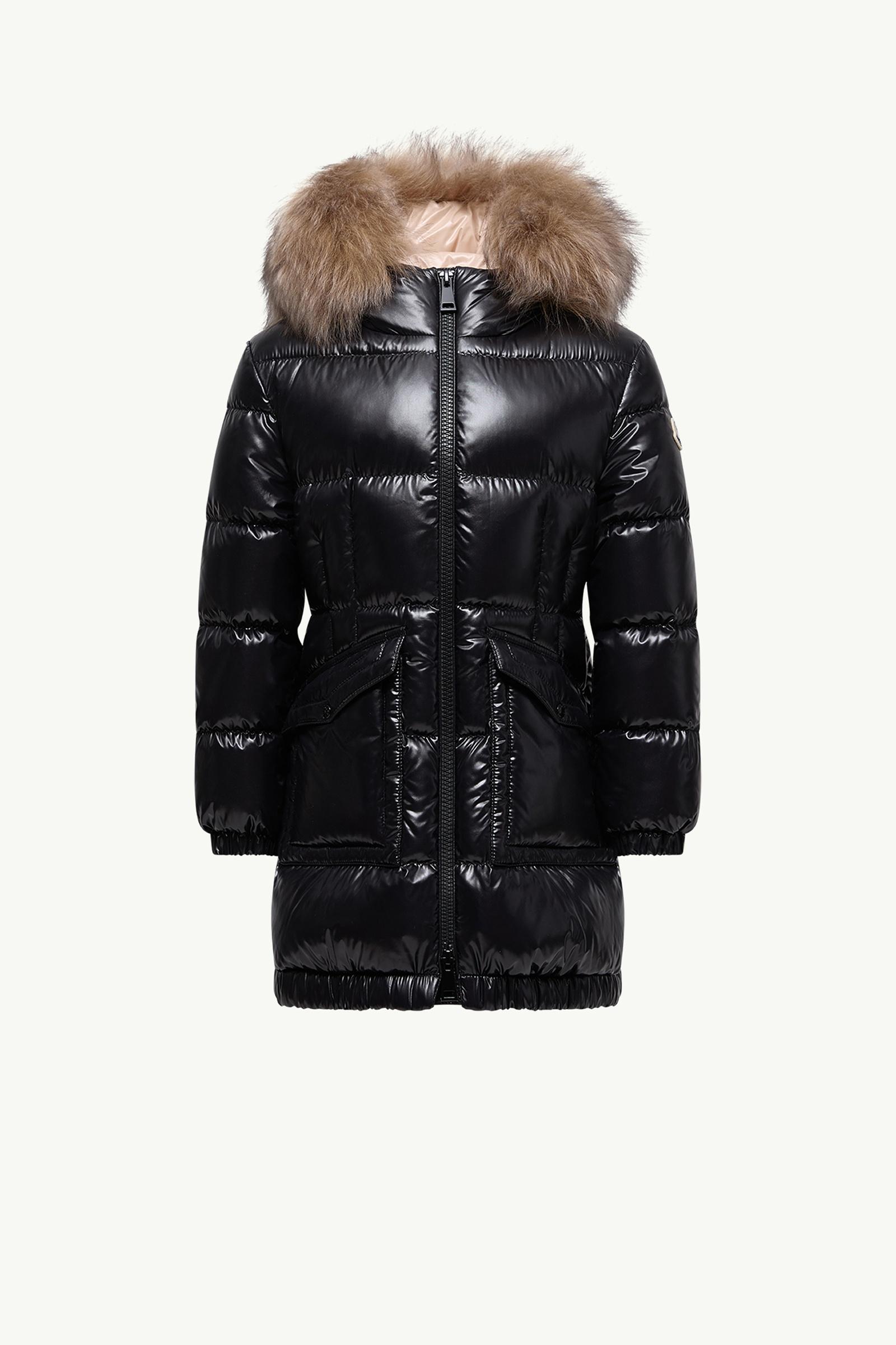 Aruna Shearling-Trimmed Hooded Down Jacket Girl Black & Beige Moncler, 1 of 0
