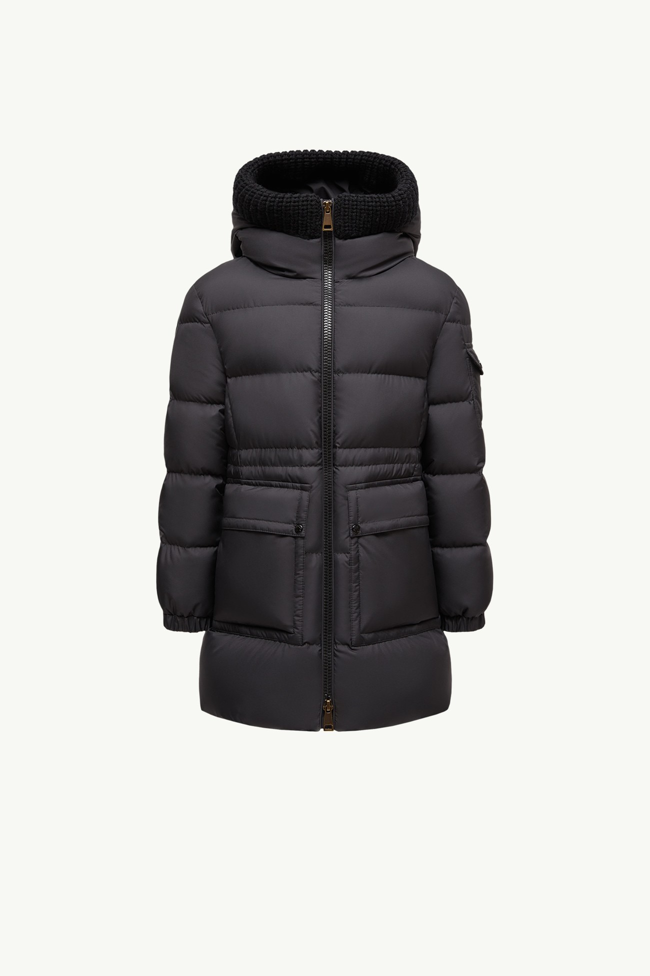 Irma Hooded Long Down Jacket Girl Black Moncler 0