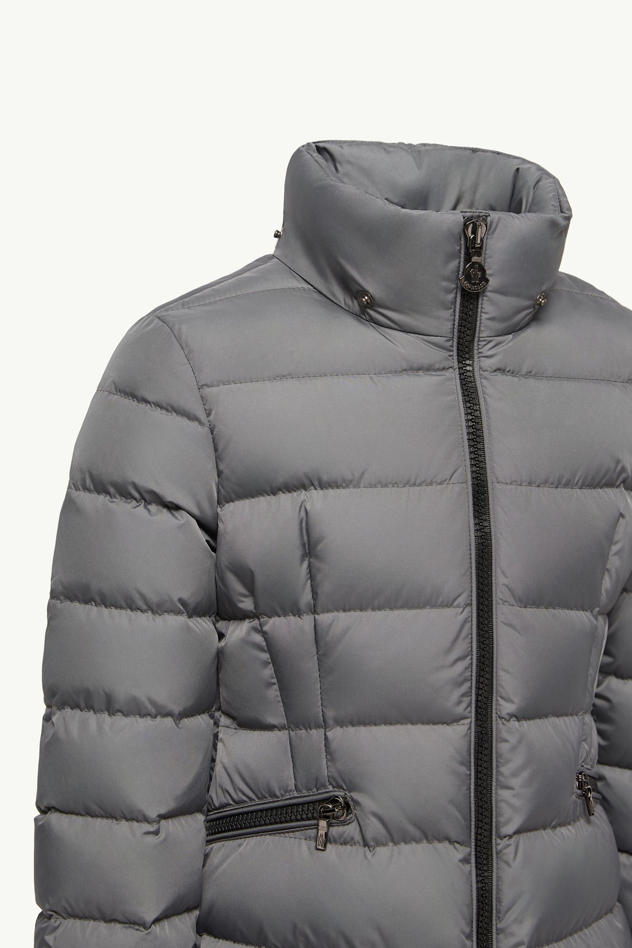 Charpal Hooded Long Down Jacket Girl Dark Grey Moncler 4
