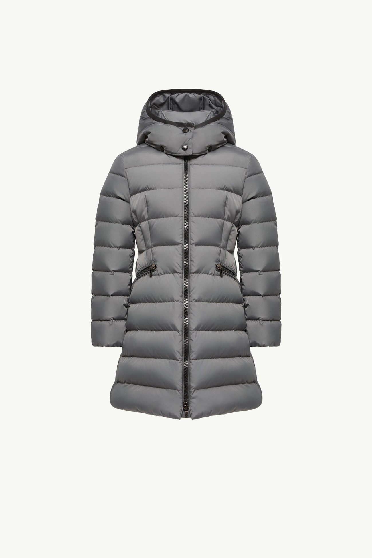Charpal Hooded Long Down Jacket Girl Dark Gray Moncler 0