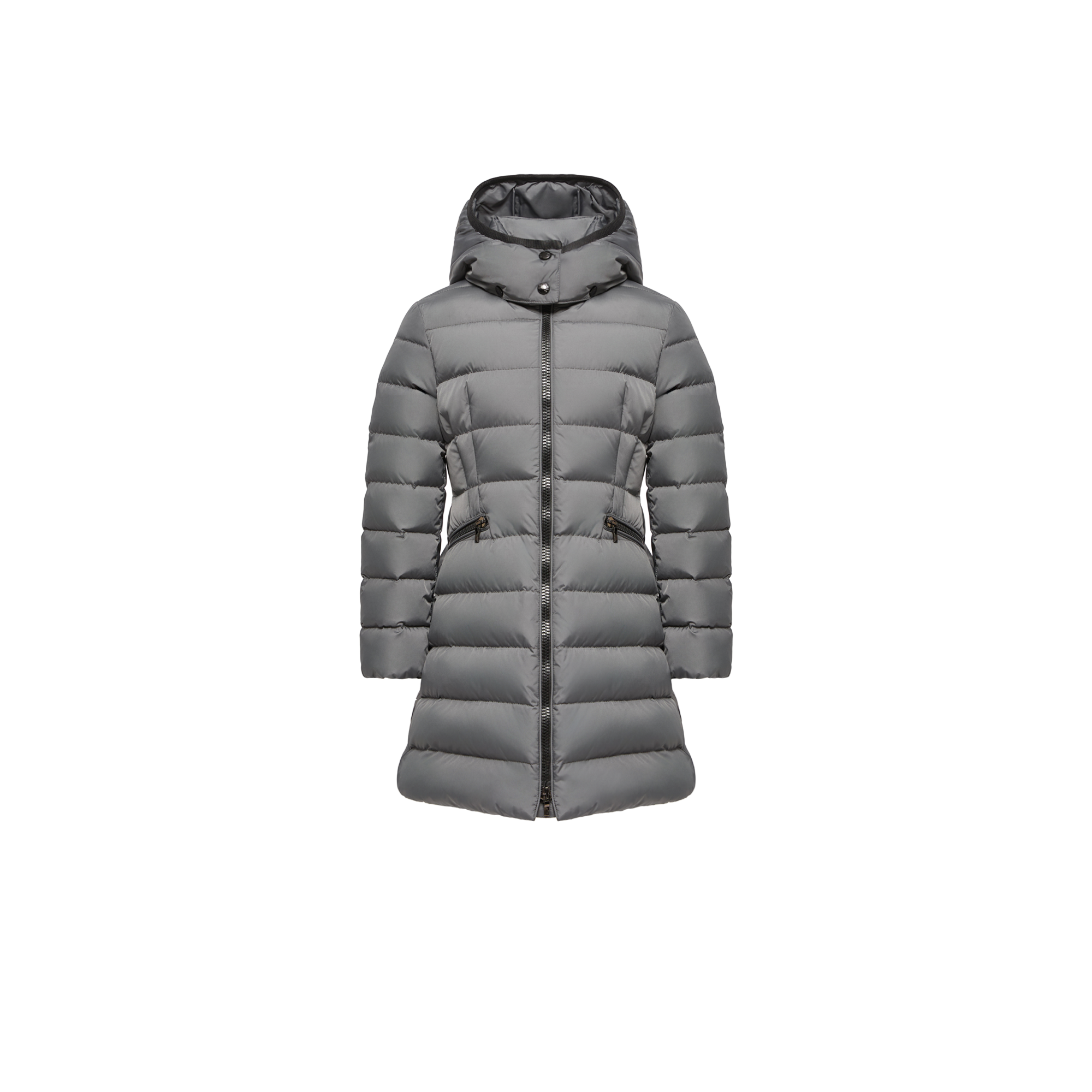 Moncler  Charpal Hooded Long Down Jacket for Girls in Gray, Size: 6Y