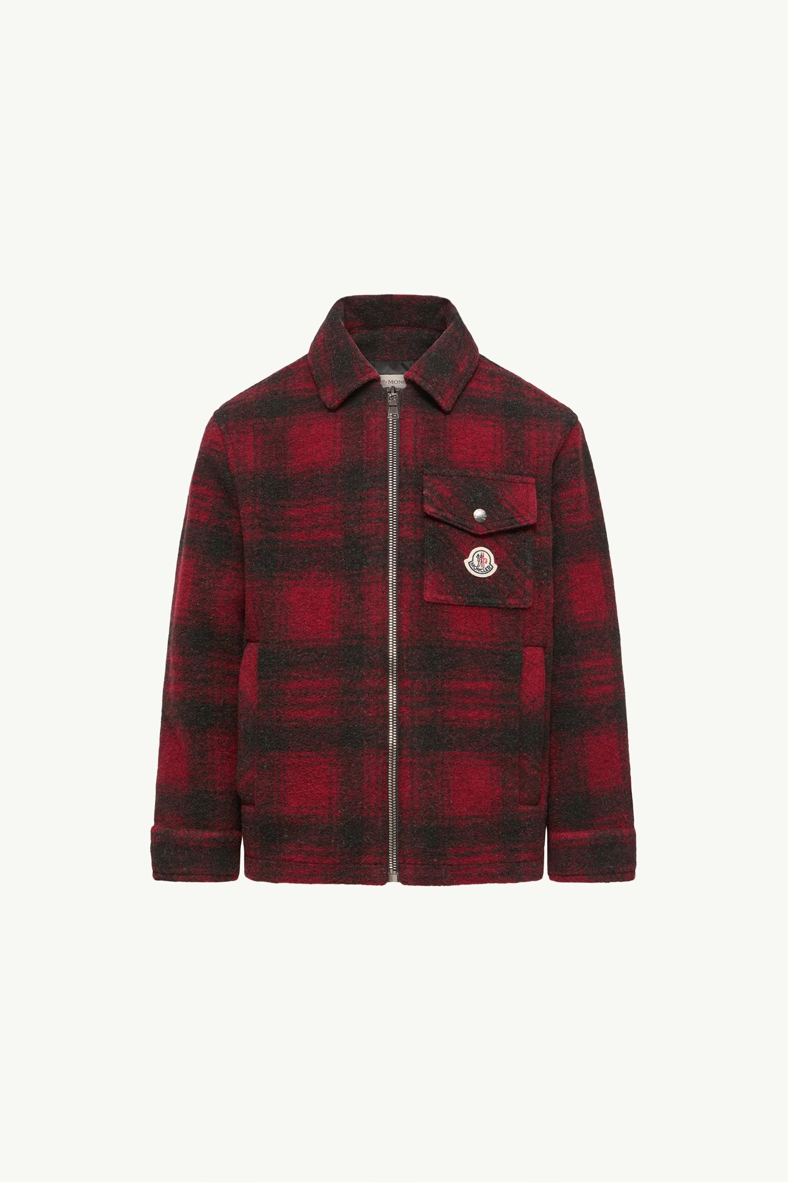 Check Wool Blend Shirt Jacket Boy Red & Black Moncler, 1 of 0