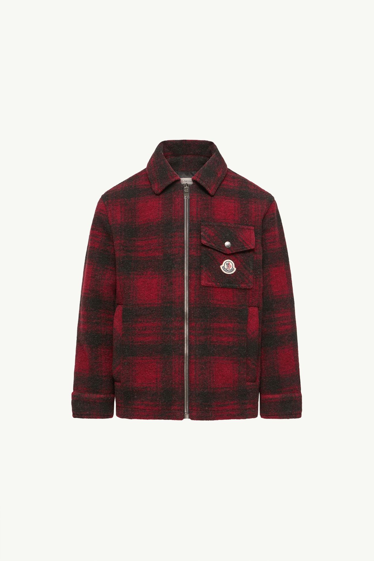 Chaqueta camisera de mezcla de lana de cuadros Niño Rojo & Negro Moncler 0
