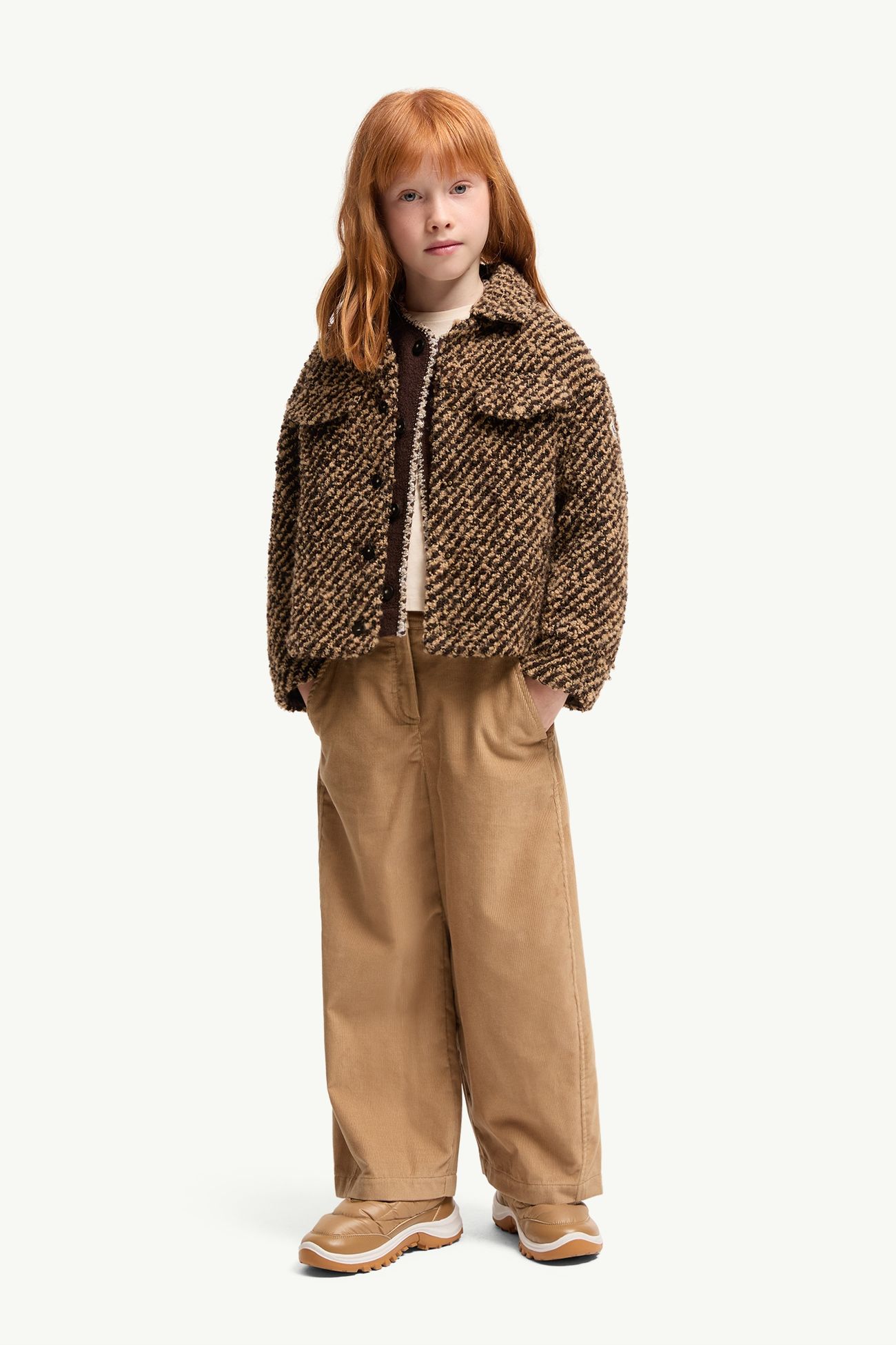 부클레 혼방 셔츠 재킷 키즈 여아 브라운 Moncler 1