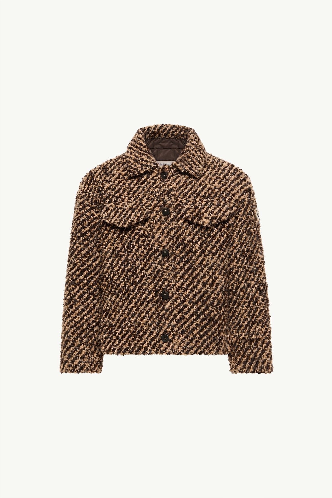 Bouclé Blend Shirt Jacket Girl Brown Moncler 0