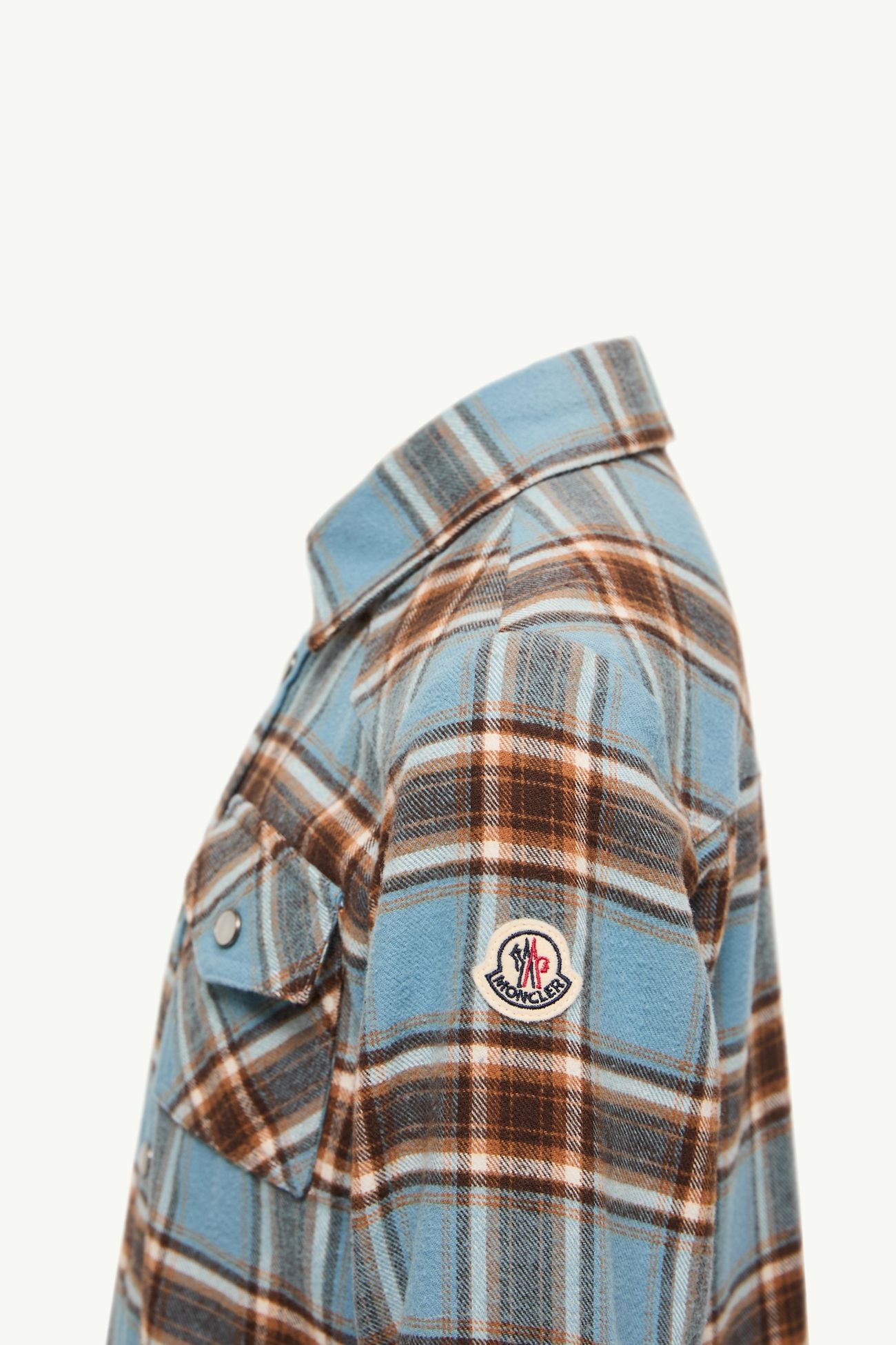 格紋棉質恤衫 男童 淺藍色 Moncler 2