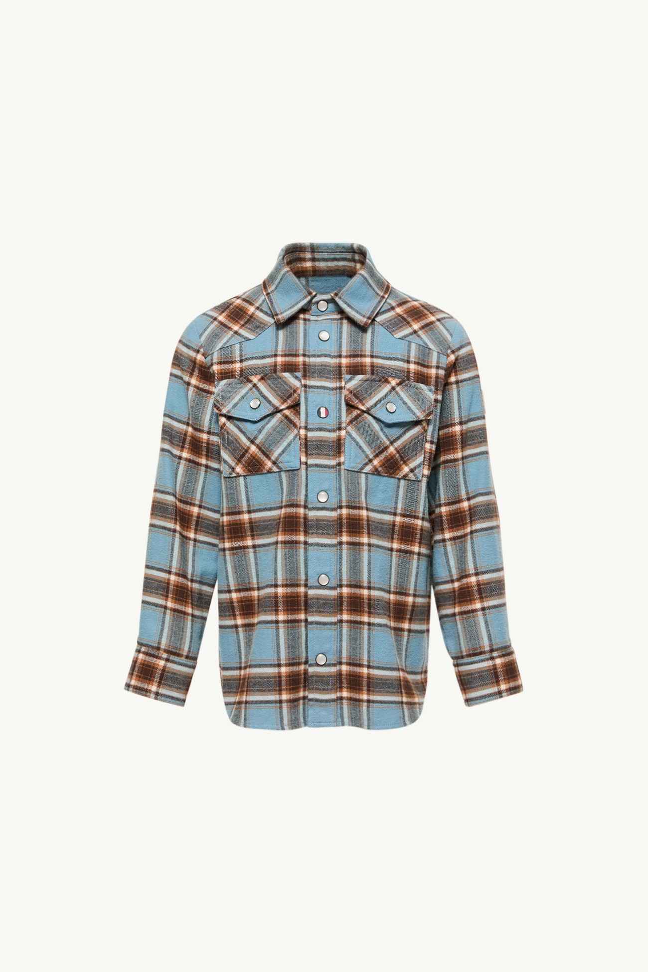 Camisa de algodón a cuadros Niño Azul claro Moncler 0