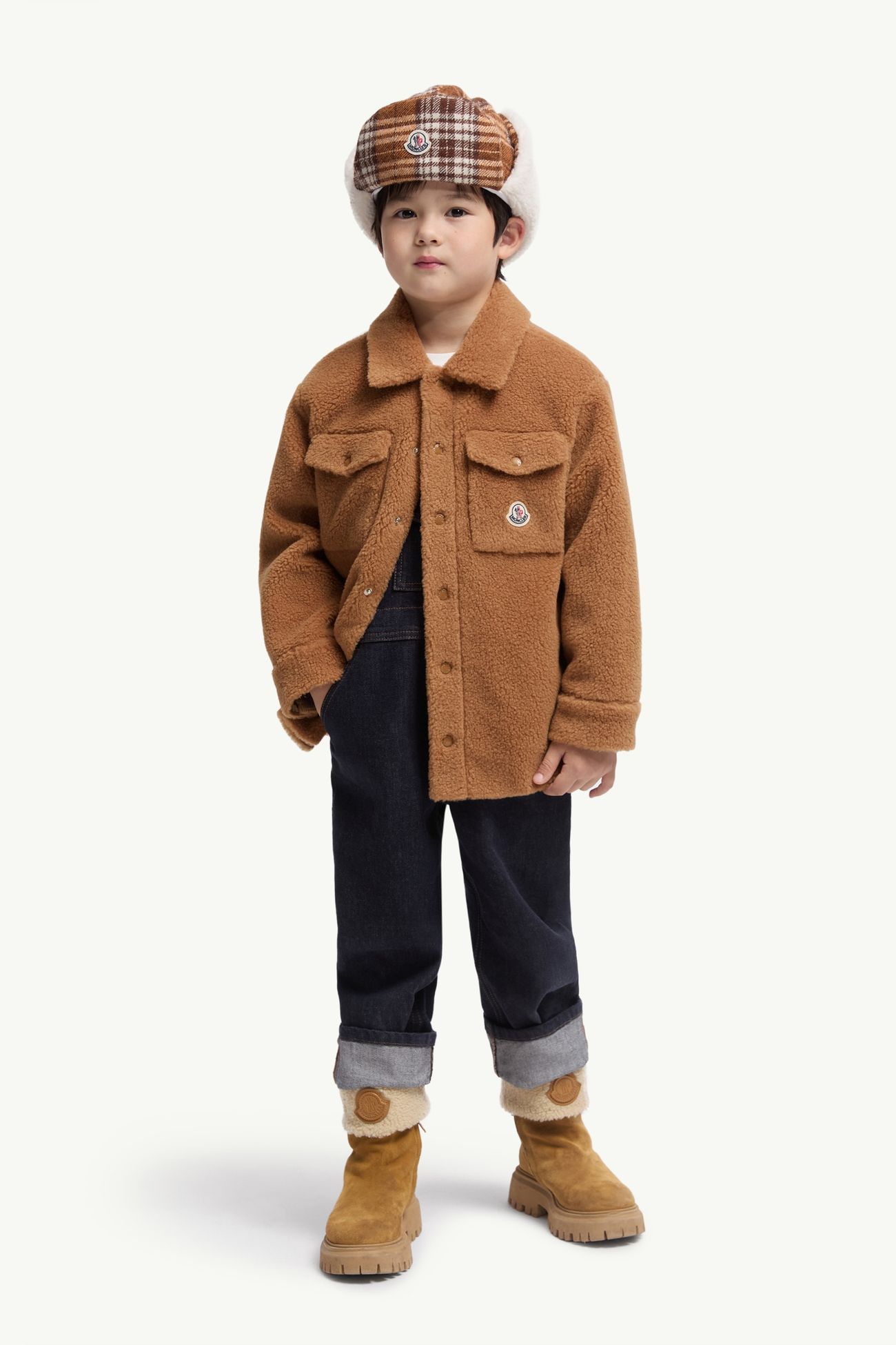 Camisa de tejido efecto peluche de manga larga Niño Marrón Moncler 1