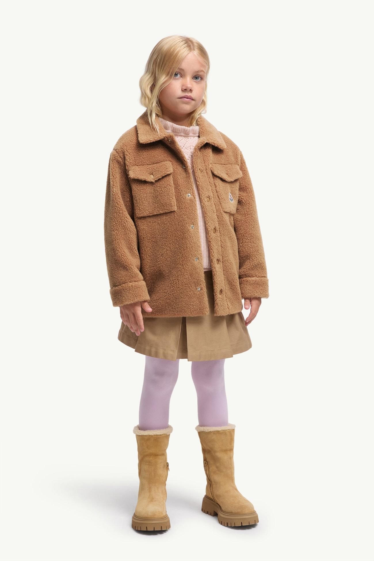 Camisa de tejido efecto peluche de manga larga Niño Beige Camel Moncler 2