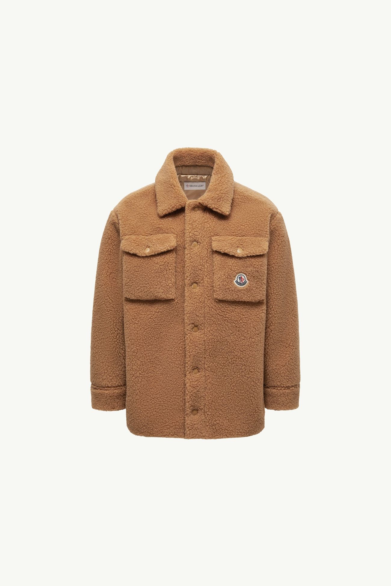 Camisa de tejido efecto peluche de manga larga Niño Beige Camel Moncler 0