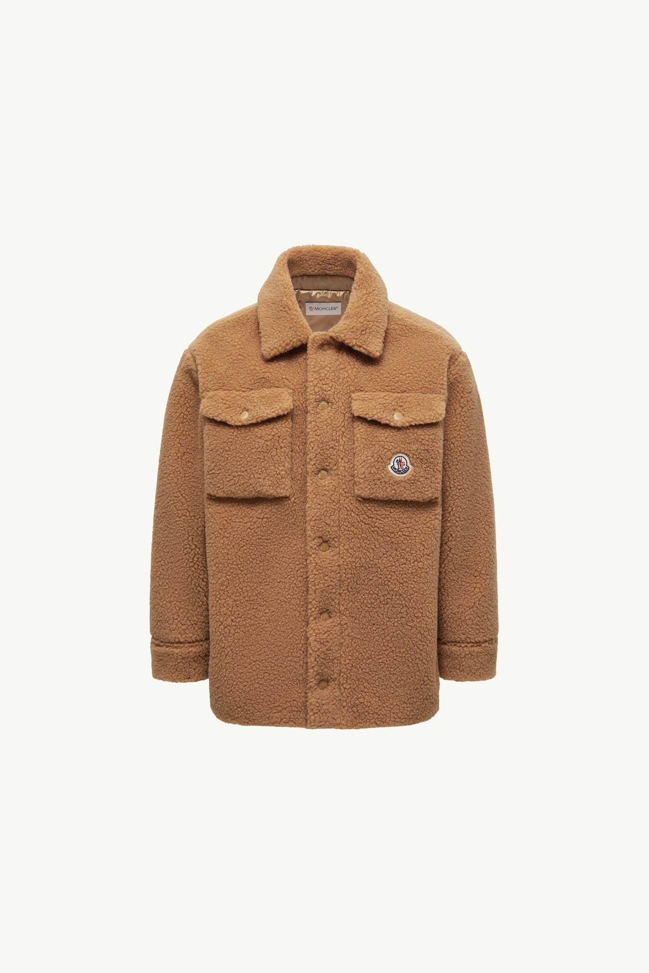 Long Sleeve Teddy Shirt Boy Camel Beige Moncler 0