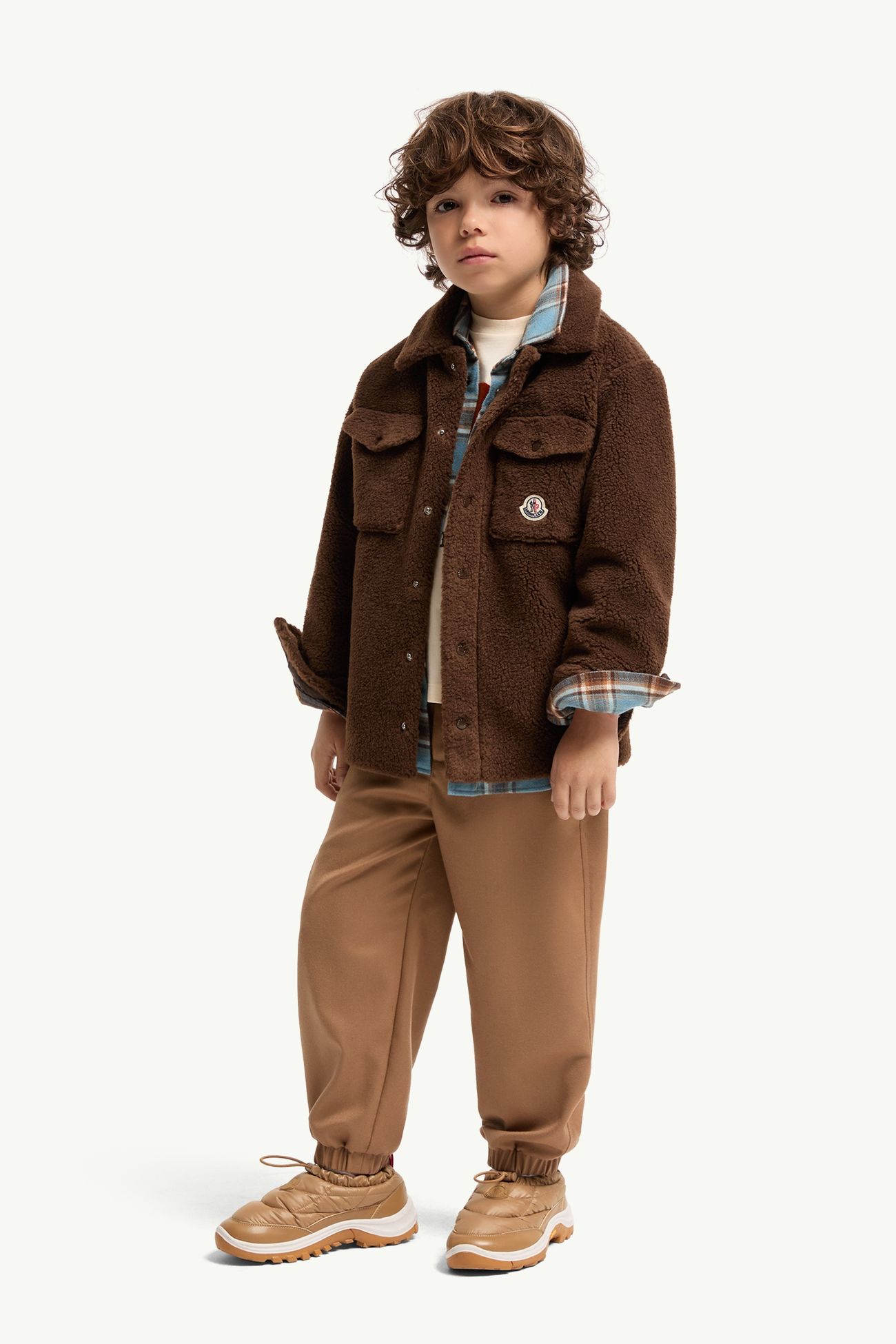 Long Sleeve Teddy Shirt Boy Brown Moncler 1