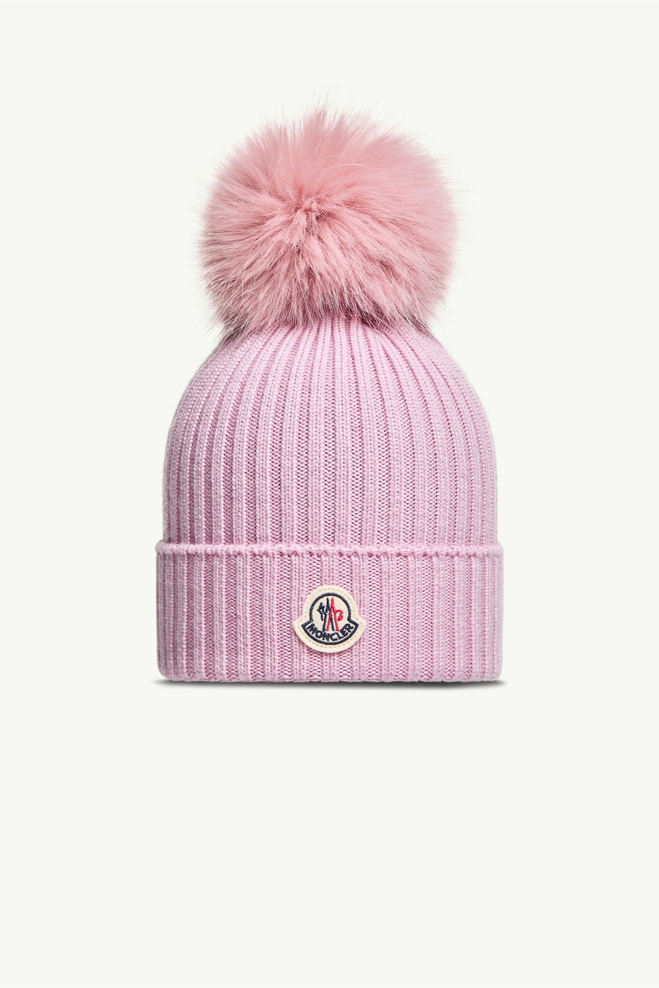 Gorro de lana con pompón Niña Rosado claro Moncler 0