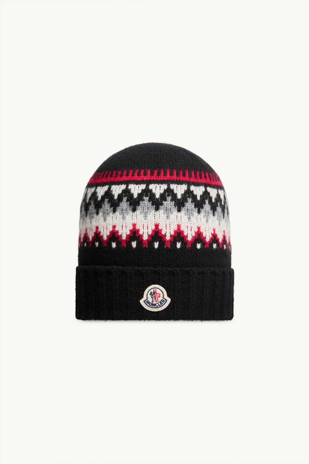 Jacquard Wool Beanie Boy Black Moncler 0