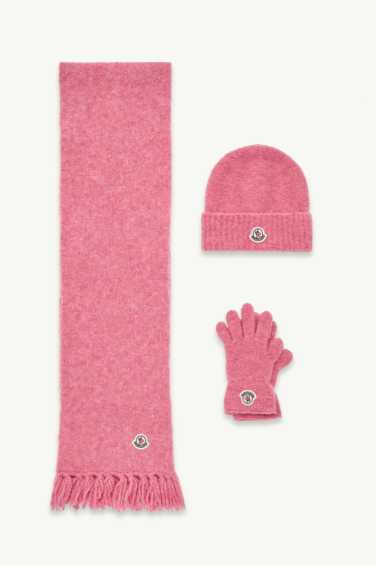 女童便帽、围巾和手套套装 女童 亮粉色 Moncler 0