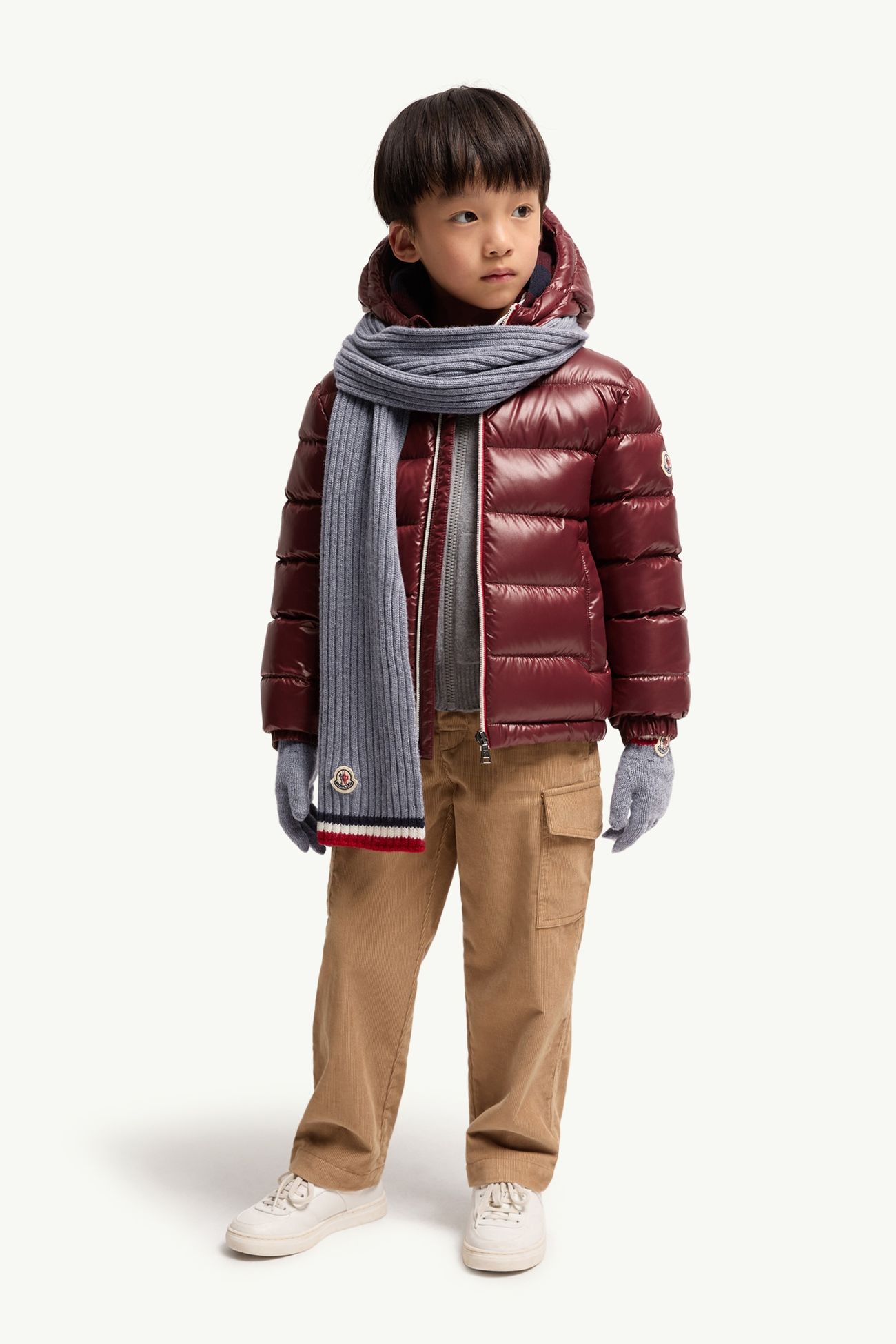 Scarf and Gloves Set Boy Gray Moncler 1
