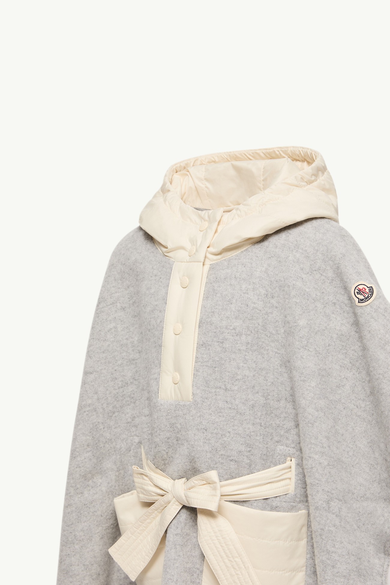 Capa acolchada de lana con capucha Niña Gris Moncler 1
