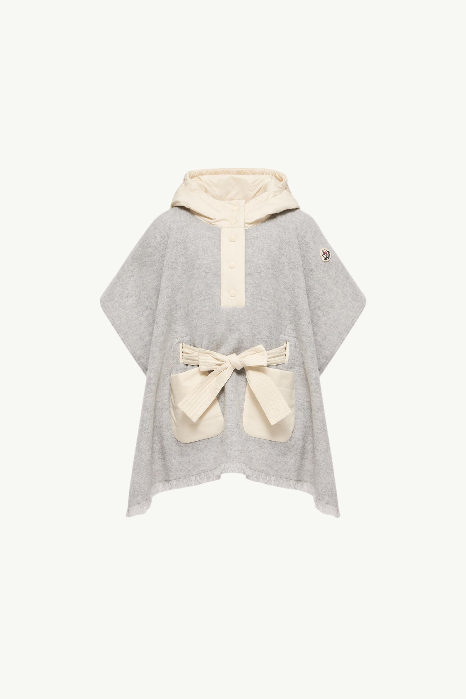 Padded Wool Hooded Cape Girl Gray Moncler, 1 of 0