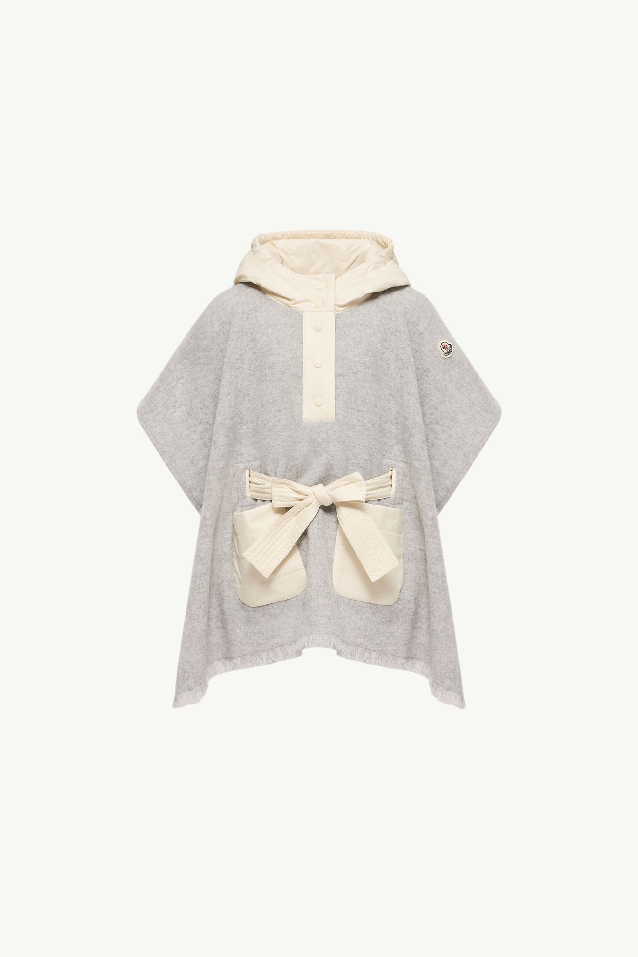 Mantella imbottita con cappuccio in lana Bambina Grigio Moncler 2