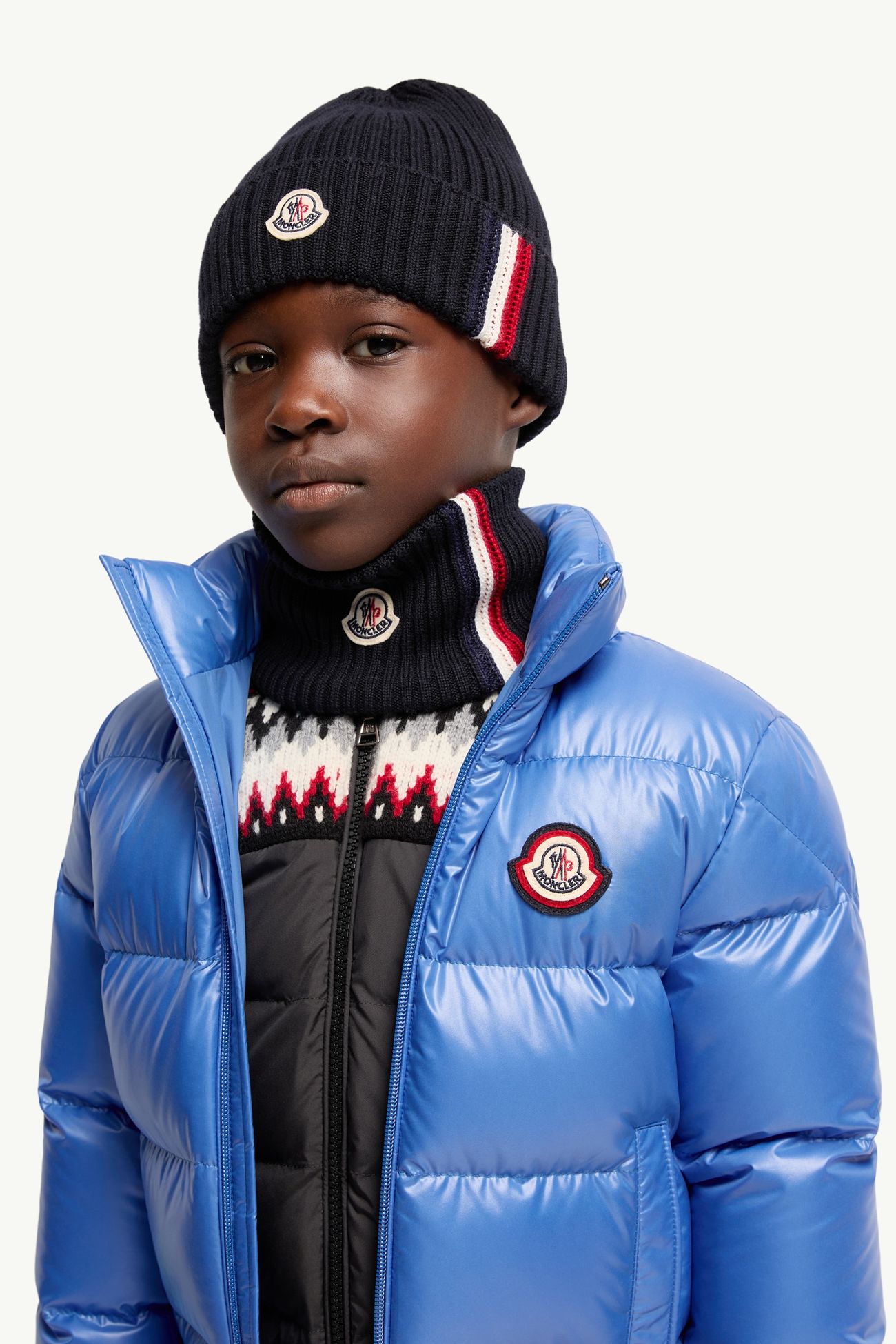 Set tricolore in misto lana Bambino Blu Navy Moncler 1