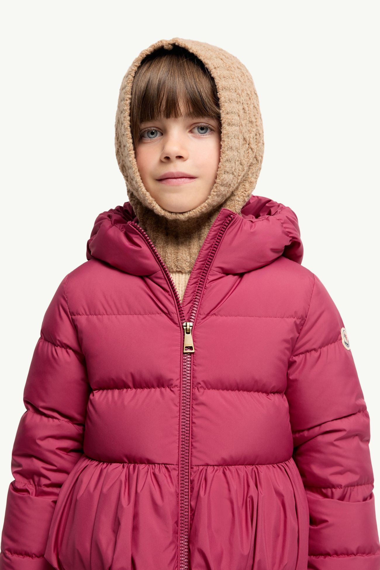 Bouclé Wool Blend Balaclava Girl Camel Beige Moncler 1