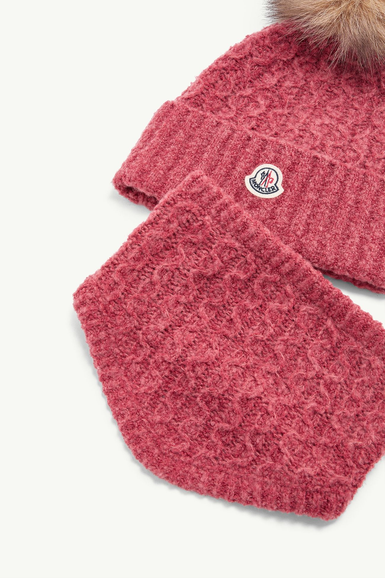 Set aus Bouclé-Wollmischung Mädchen Korallenrot Moncler 1