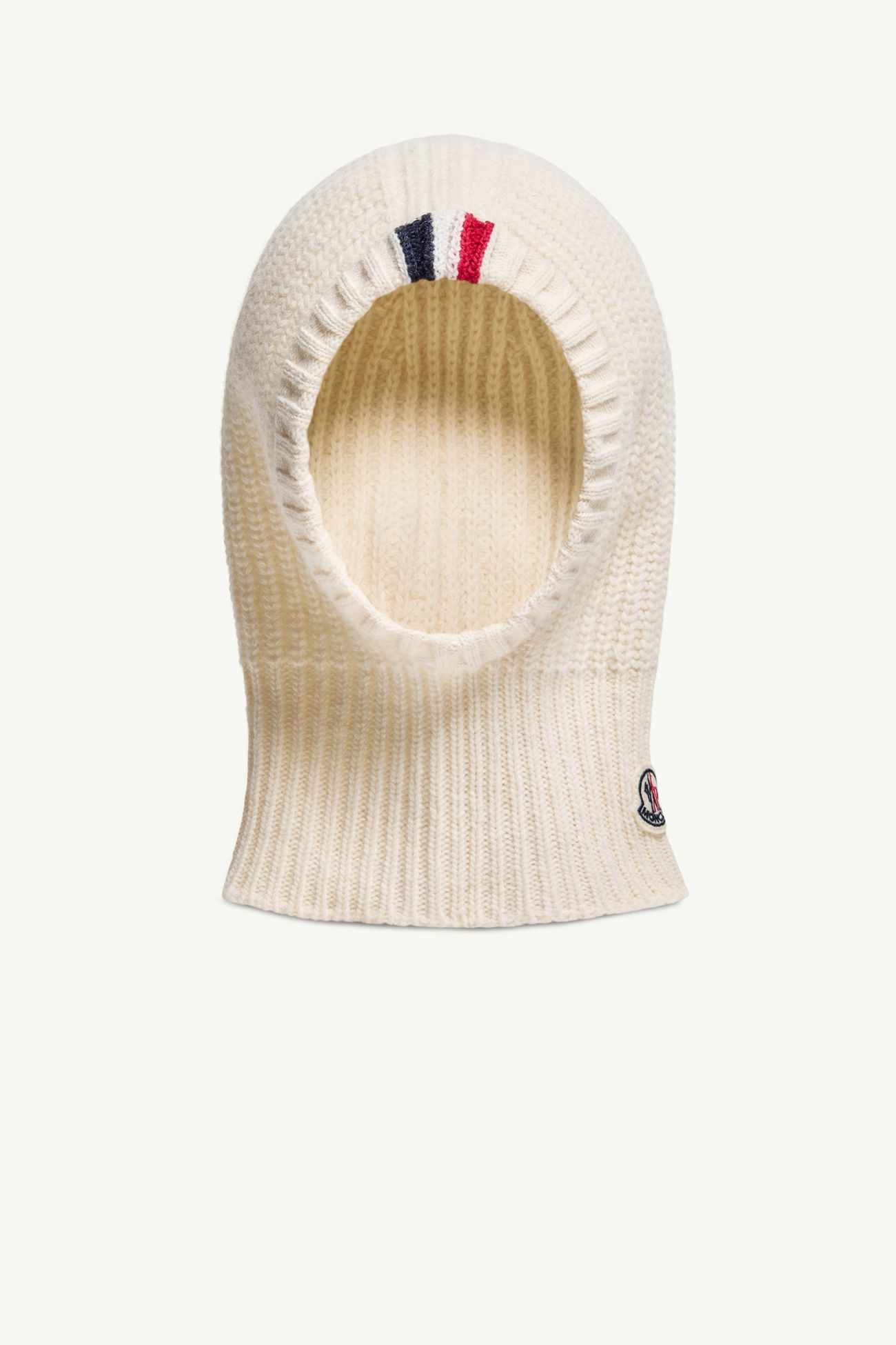 Tricolor Wool & Cashmere Blend Balaclava Boy White Ivory Moncler 0