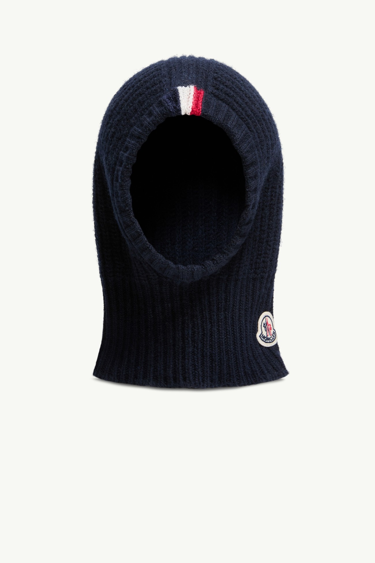 三色羊毛羊絨混紡防風雪面罩式風帽 男童 海軍藍色 Moncler 0