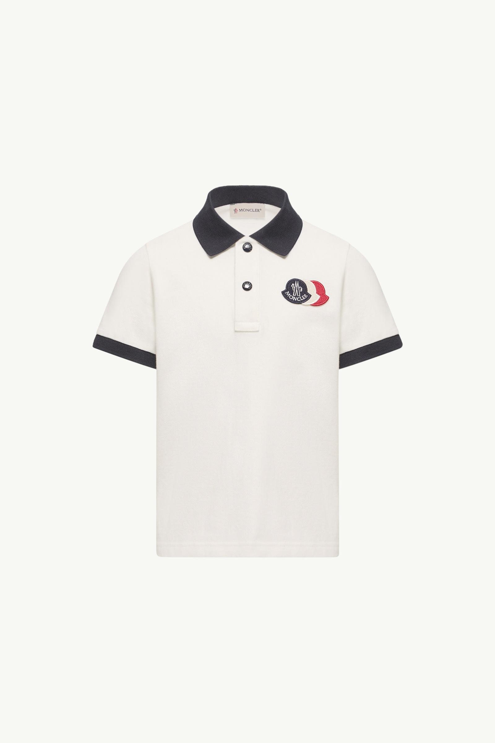 Cotton Piquet Polo Shirt Boy White Moncler