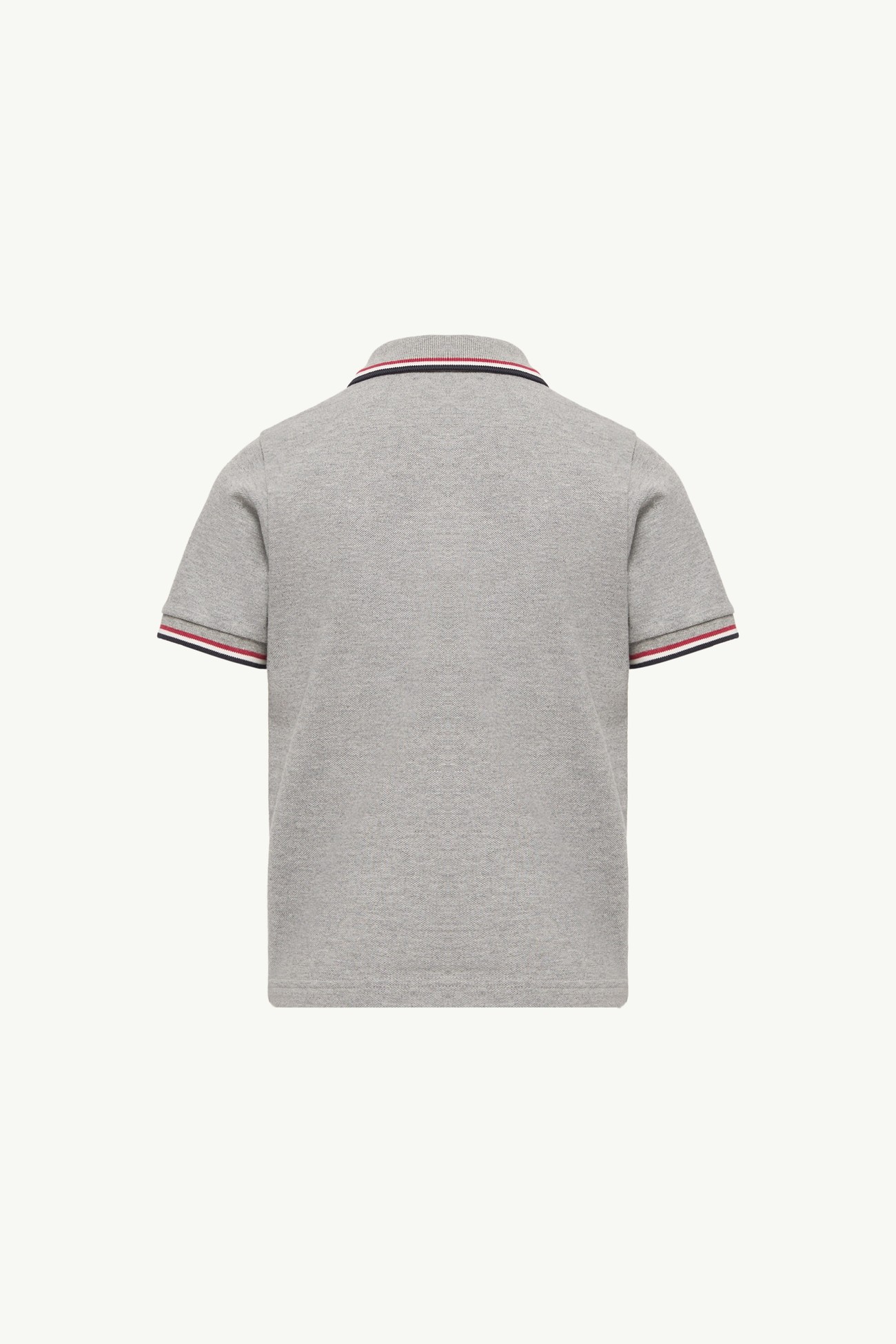 Tricolor Trim Cotton Piquet Polo Shirt Boy Gray Moncler 2