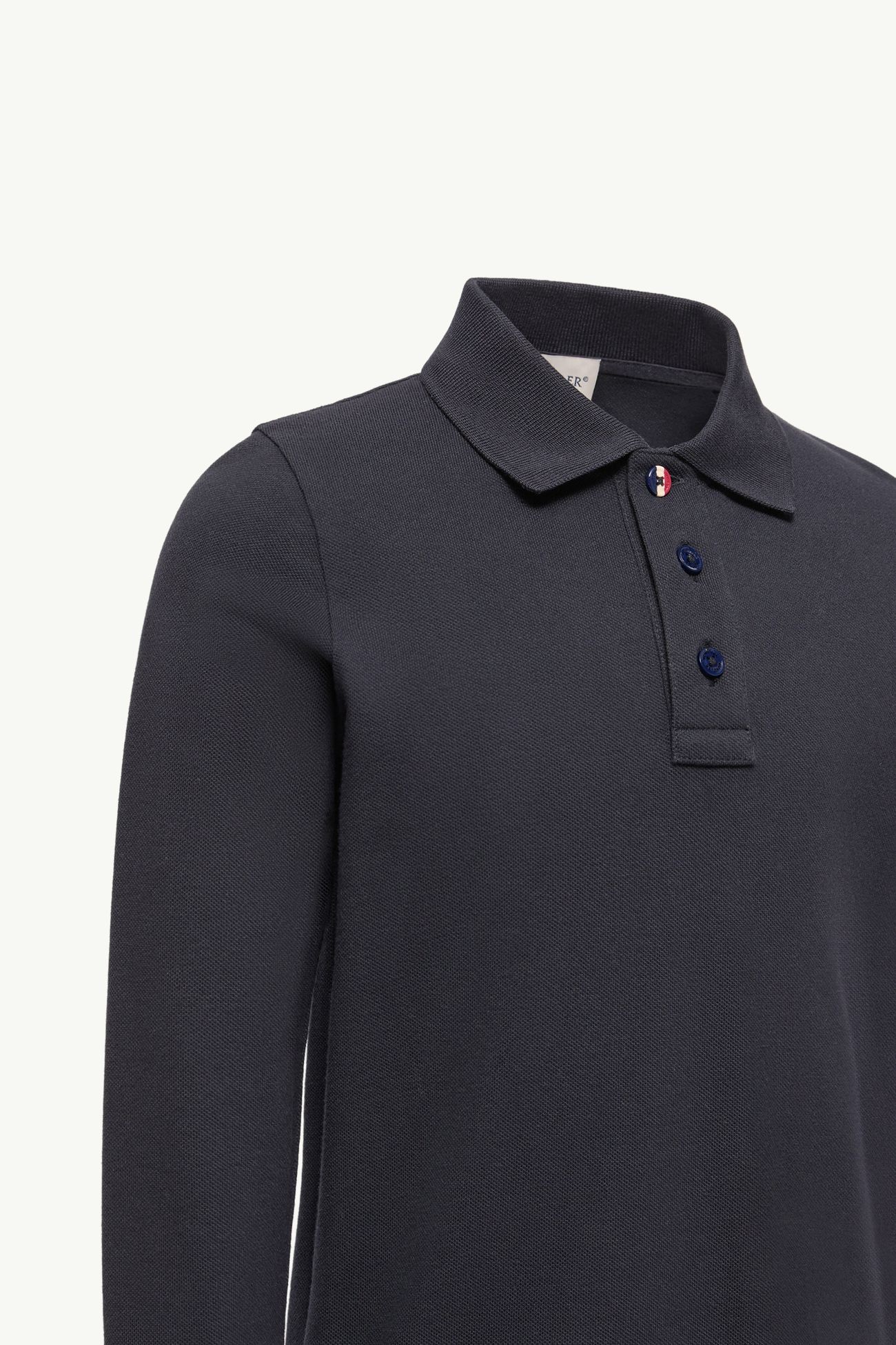 Polo à manches longues en piqué de coton Garçon Bleu marine Moncler 4