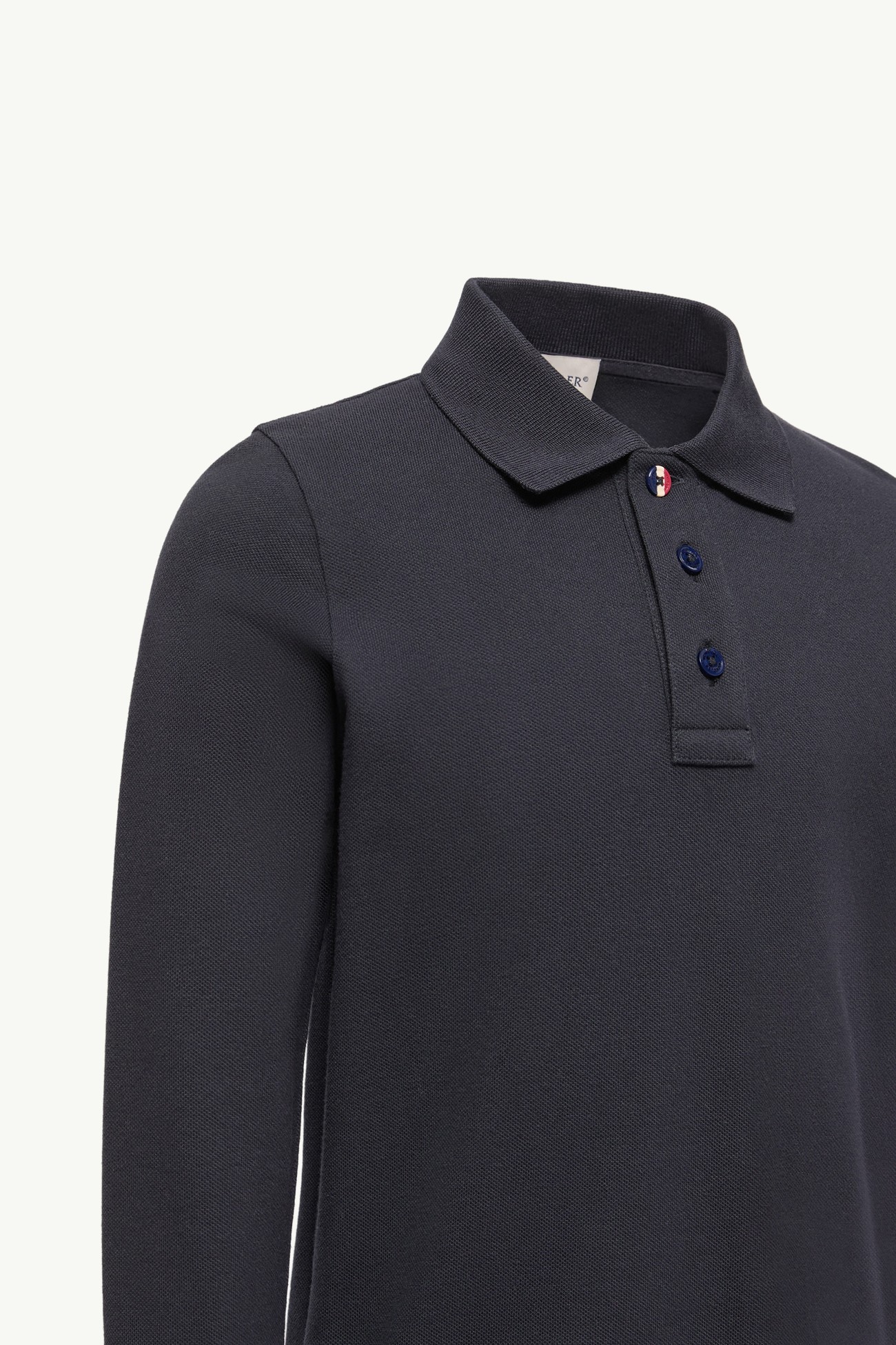 珠地棉長袖Polo恤 男童 海軍藍色 Moncler 4